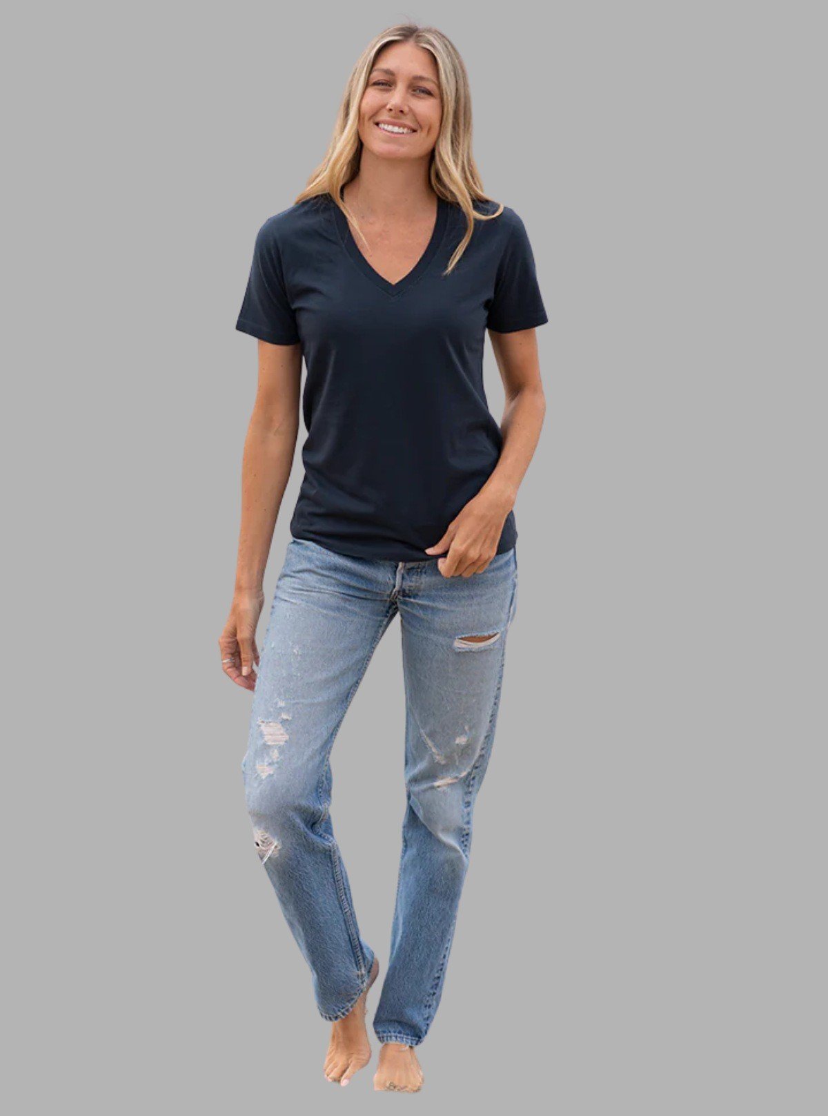 Women’s Marine V - Neck Short Sleeve Cotton Jersey T-Shirt by Boer and Fitch - Boer and Fitch