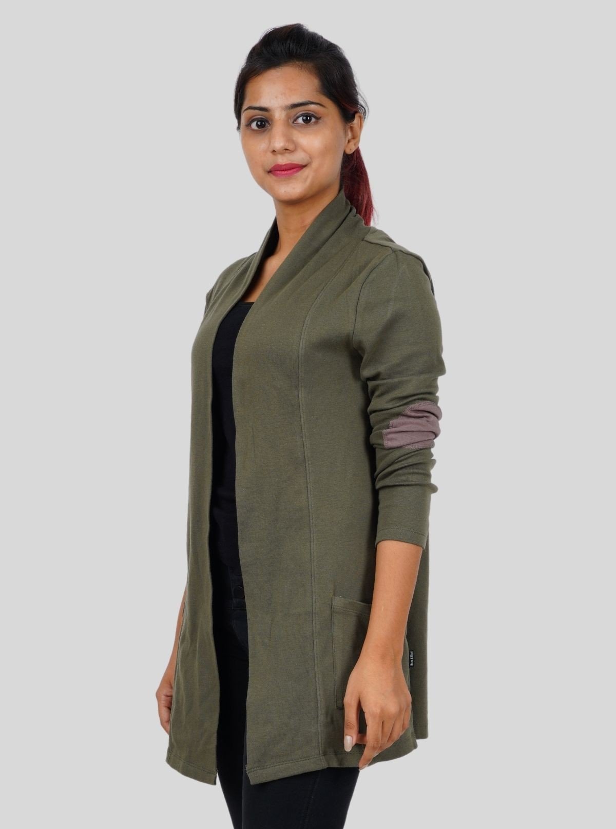 Women's Military Green Solid Shrug in 100% Cotton | Boer and Fitch - Boer and Fitch