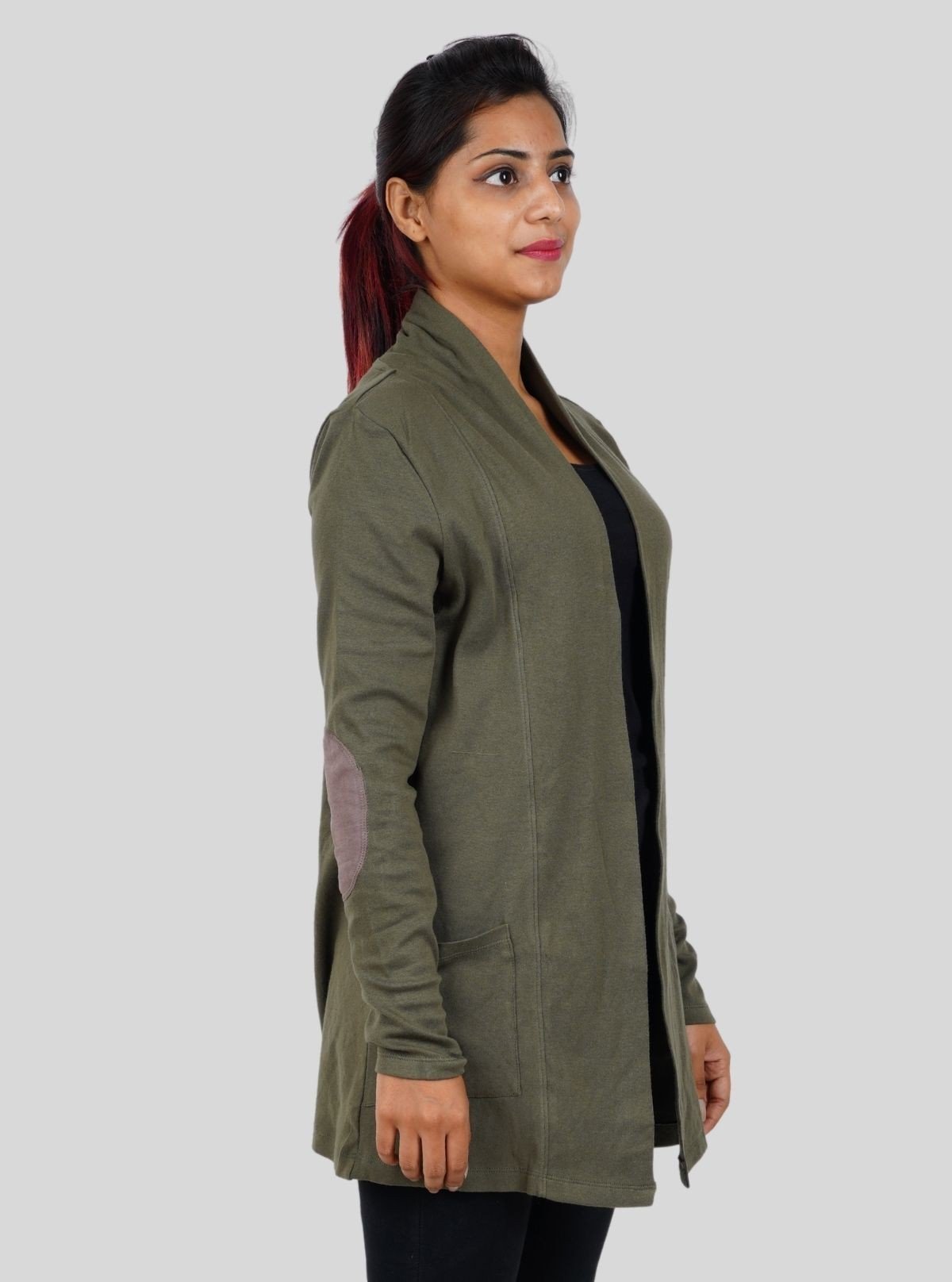 Women's Military Green Solid Shrug in 100% Cotton | Boer and Fitch - Boer and Fitch