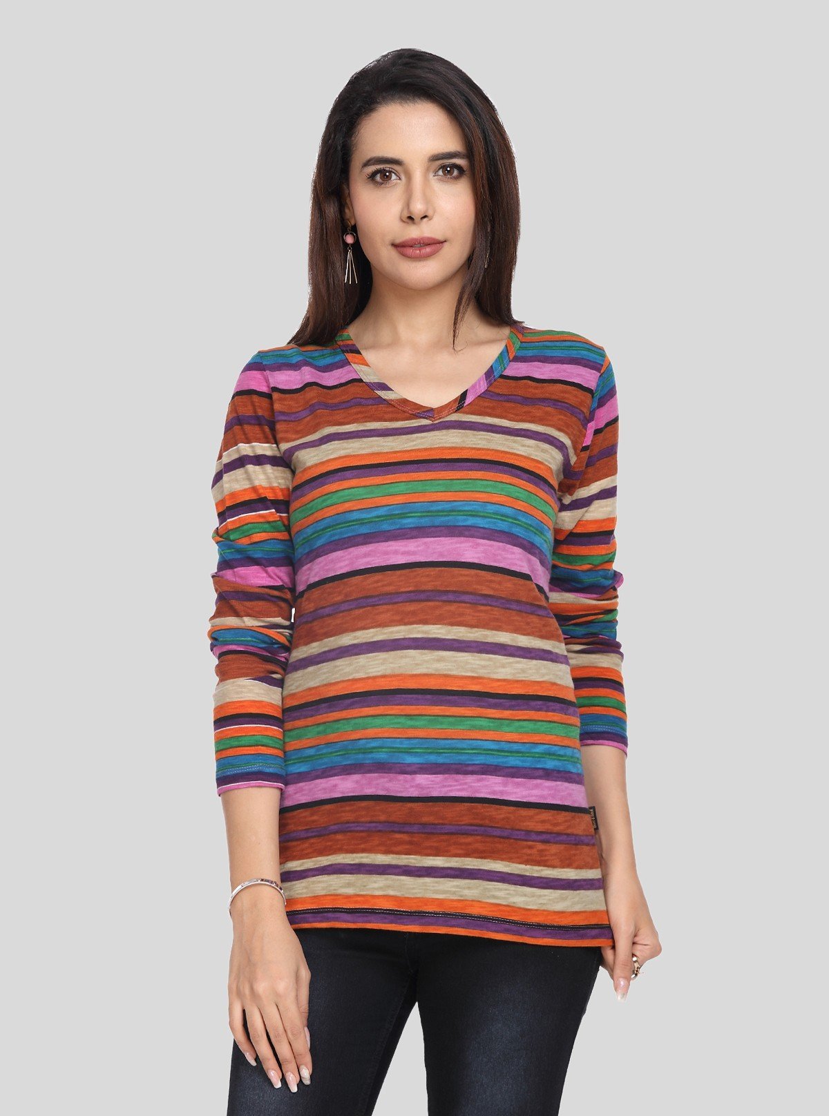 Women's Multi - Colour V - Neck Top – Vibrant & Stylish Everyday Wear by Boer & Fitch - Boer and Fitch