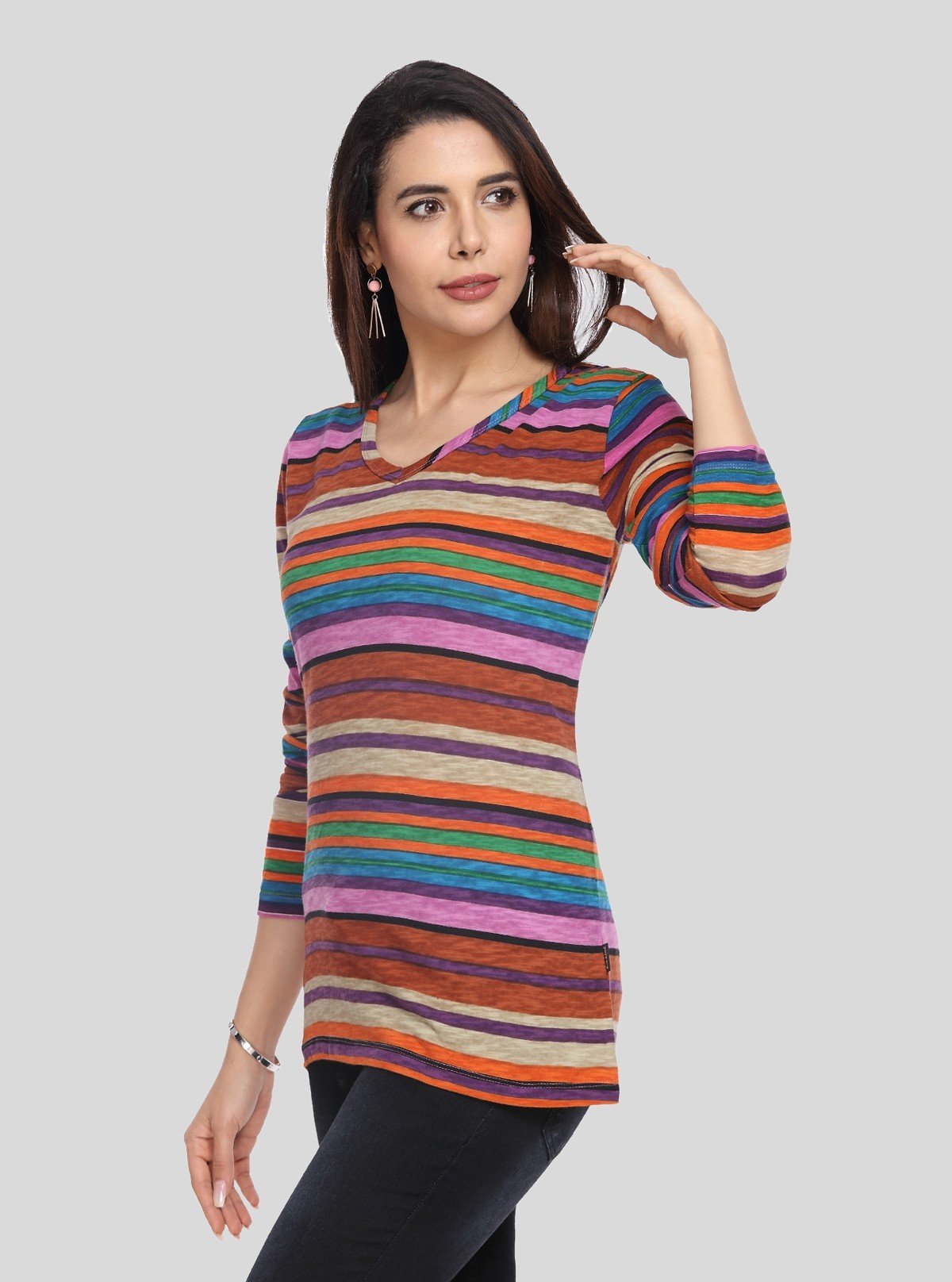 Women's Multi - Colour V - Neck Top – Vibrant & Stylish Everyday Wear by Boer & Fitch - Boer and Fitch
