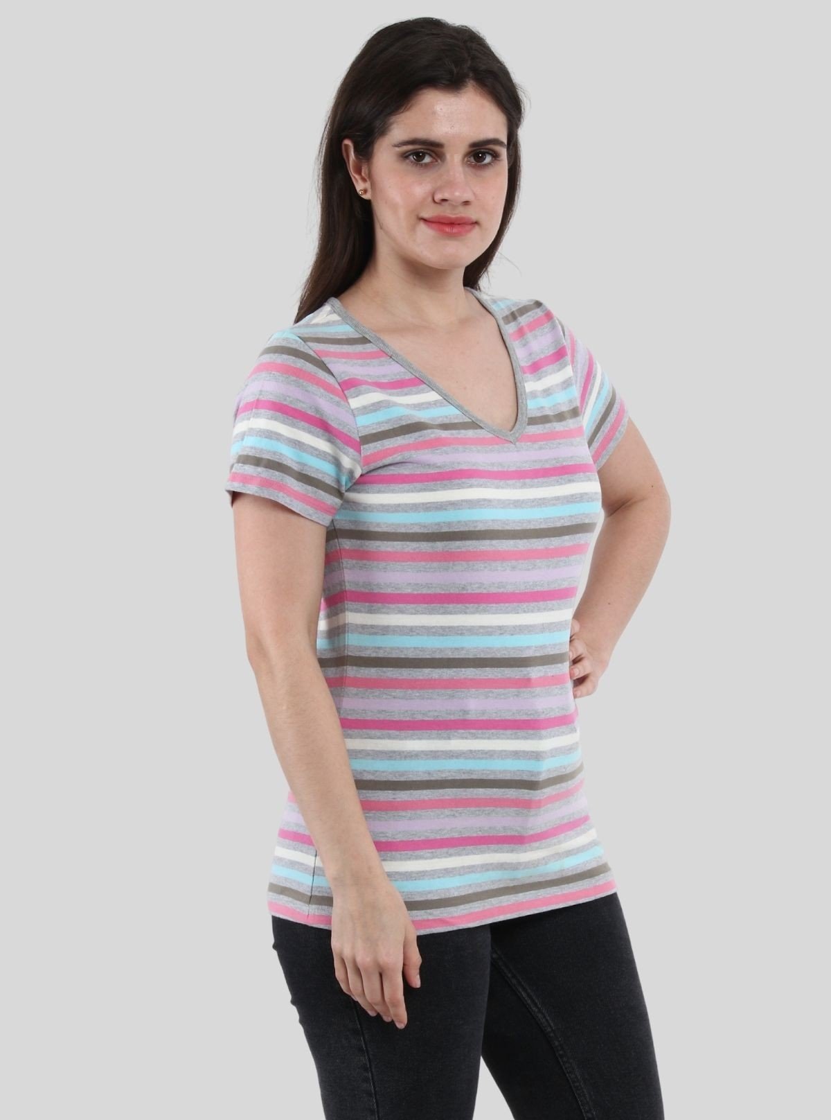 Women’s Multi Striped V - Neck Top – Boer and Fitch - Boer and Fitch