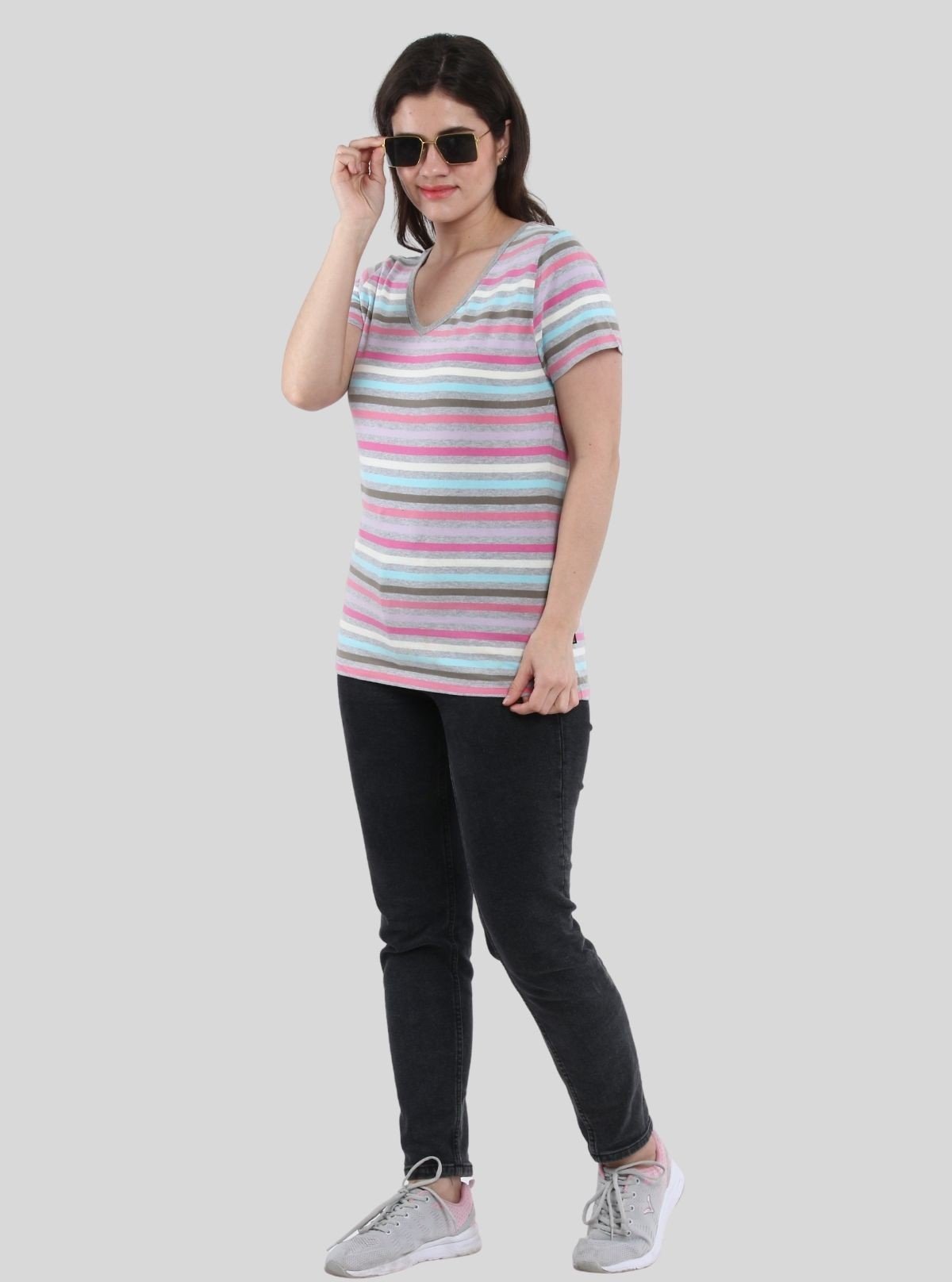 Women’s Multi Striped V - Neck Top – Boer and Fitch - Boer and Fitch