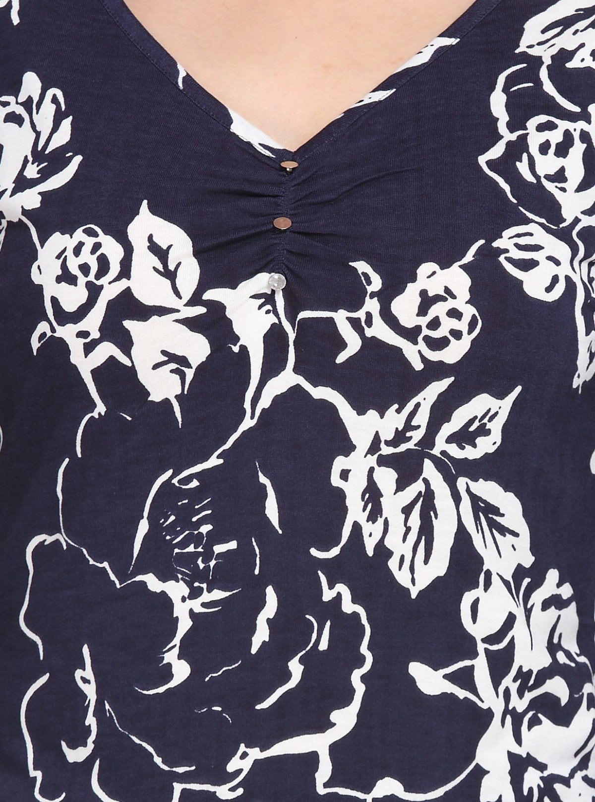 Women's Navy Artistic Floral Top – Elegant Style with Creative Flair - Boer and Fitch