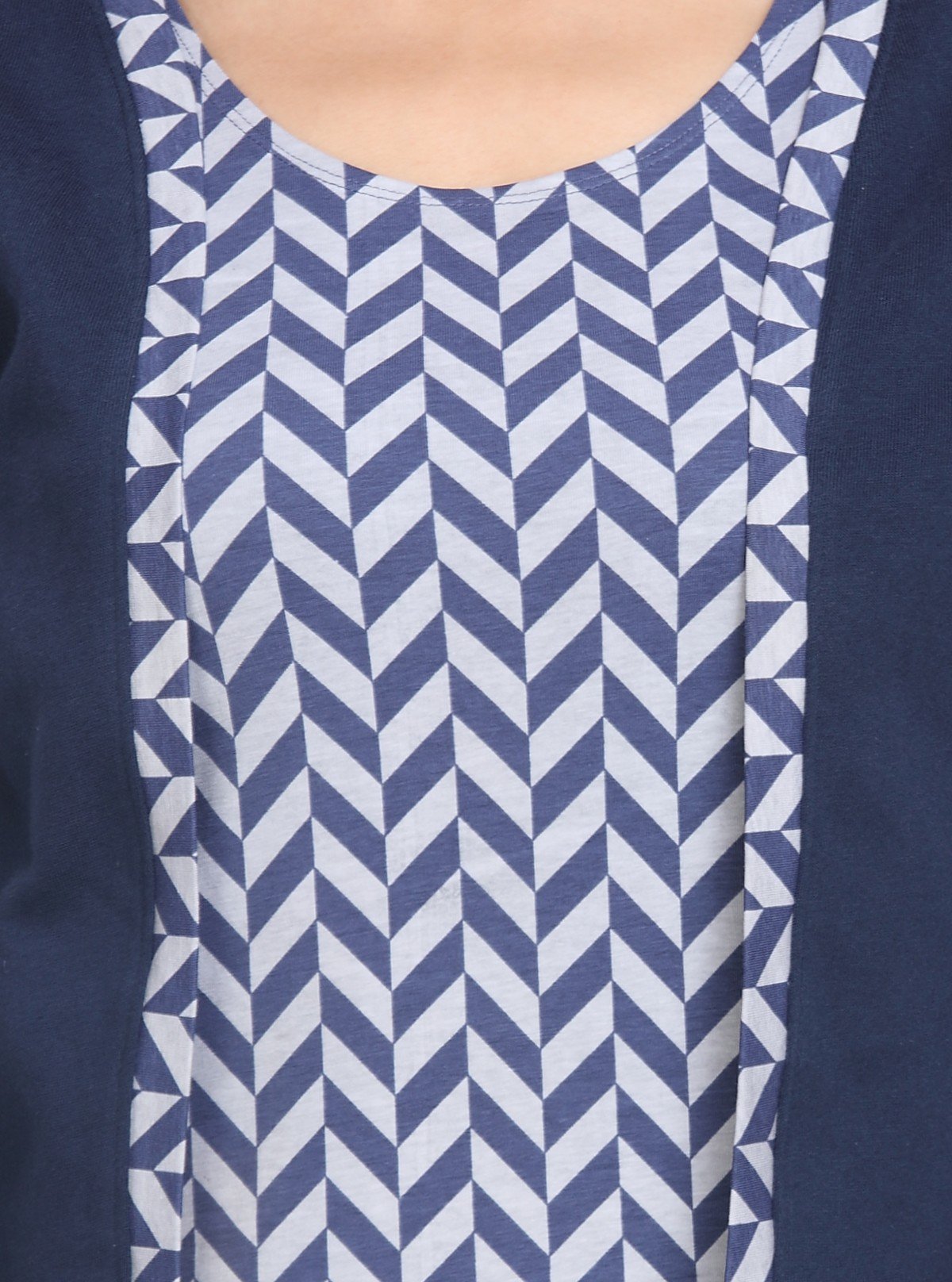 Women's Navy Blue Cotton Shrug with Geometric Print Top – Boer and Fitch - Boer and Fitch