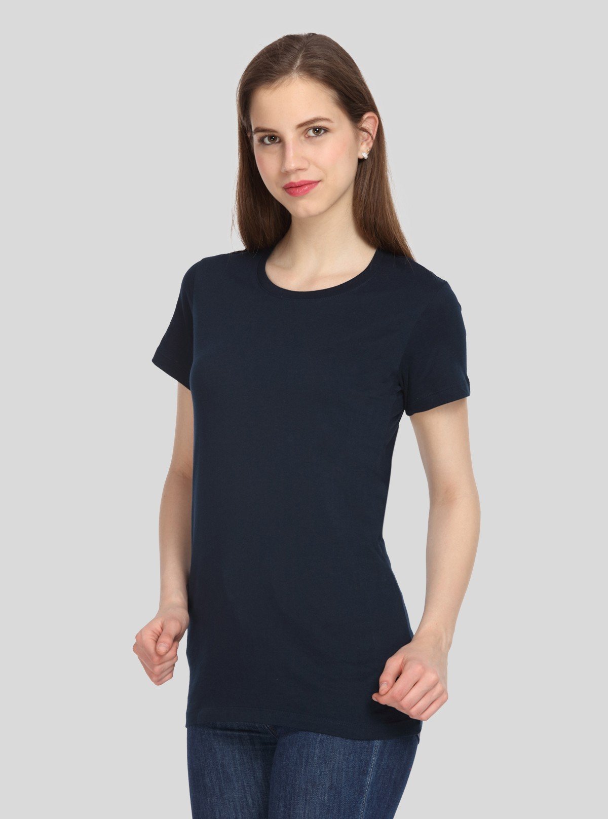 Women's Navy Crew Neck Cotton Jersey Short Sleeve T-Shirt by Boer and Fitch - Boer and Fitch