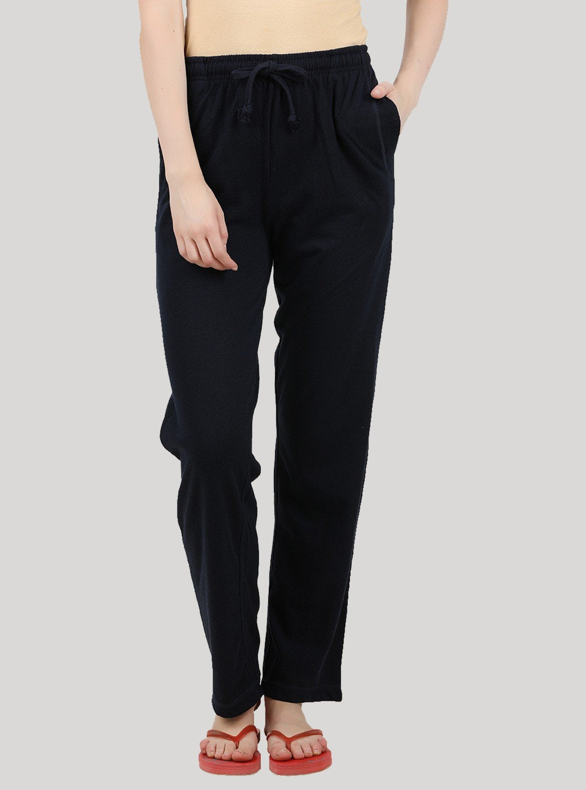 Women’s Navy Lounge Pant in Cotton Fleece Knit – Cozy Everyday Wear - Boer and Fitch