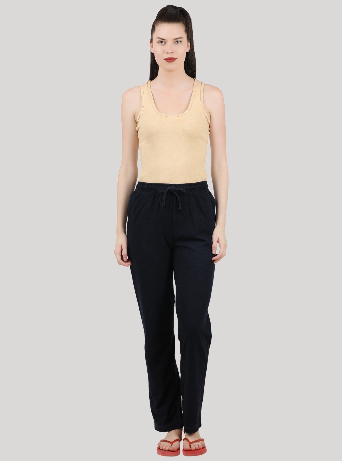 Women’s Navy Lounge Pant in Cotton Fleece Knit – Cozy Everyday Wear - Boer and Fitch