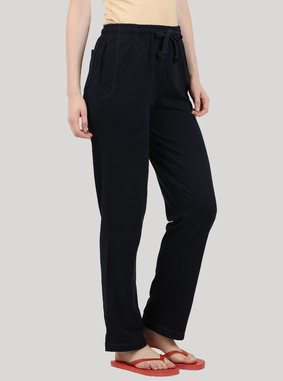Women’s Navy Lounge Pant in Cotton Fleece Knit – Cozy Everyday Wear - Boer and Fitch