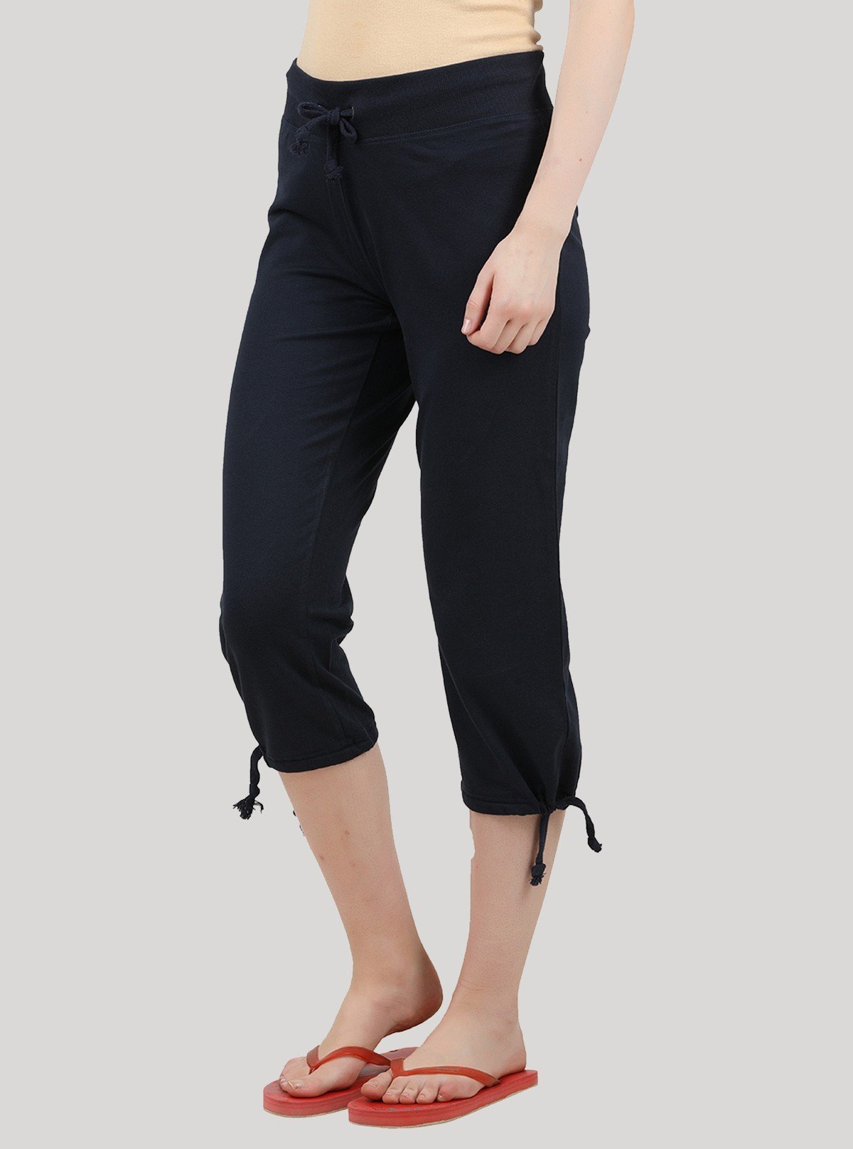 Women’s Navy Relaxed Fit Cotton Jersey Capri – Breathable Everyday Essential - Boer and Fitch
