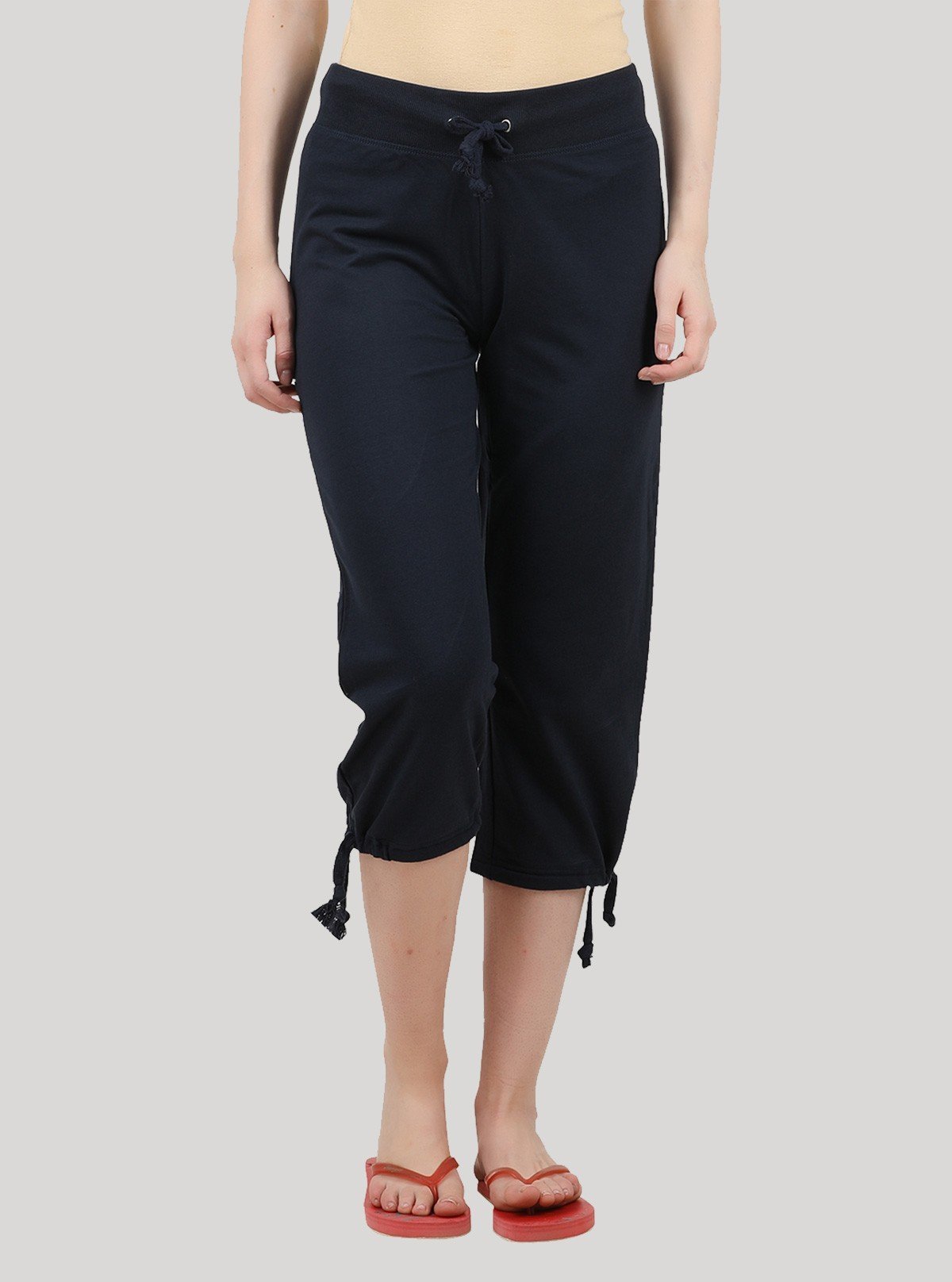 Women’s Navy Relaxed Fit Cotton Jersey Capri – Breathable Everyday Essential - Boer and Fitch
