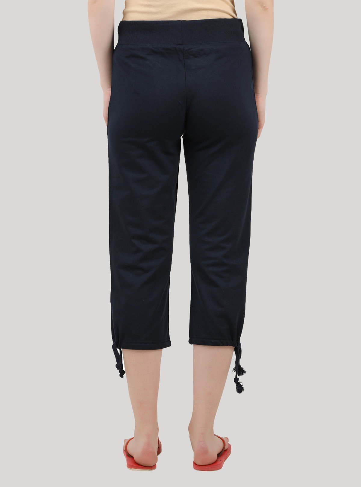 Women’s Navy Relaxed Fit Cotton Jersey Capri – Breathable Everyday Essential - Boer and Fitch