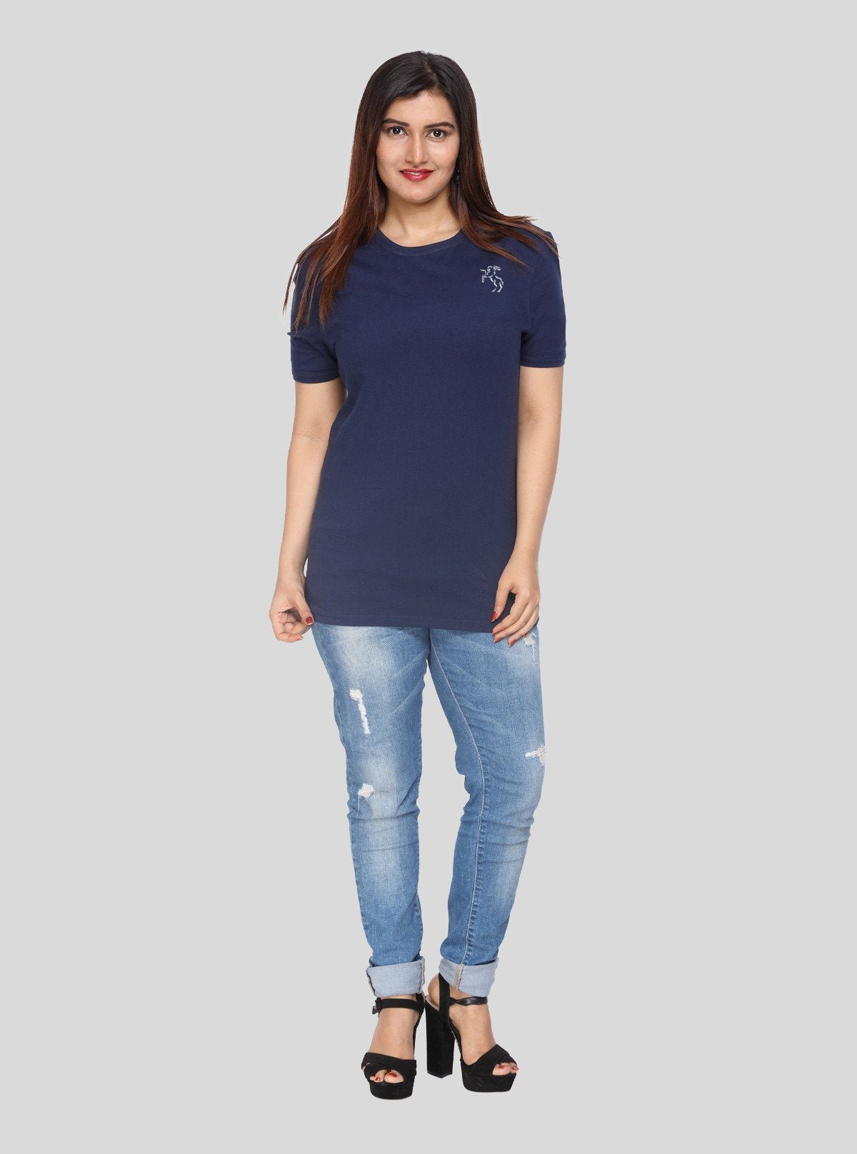 Women’s Navy Round Neck T-Shirt – Classic & Comfortable | Boer & Fitch - Boer and Fitch