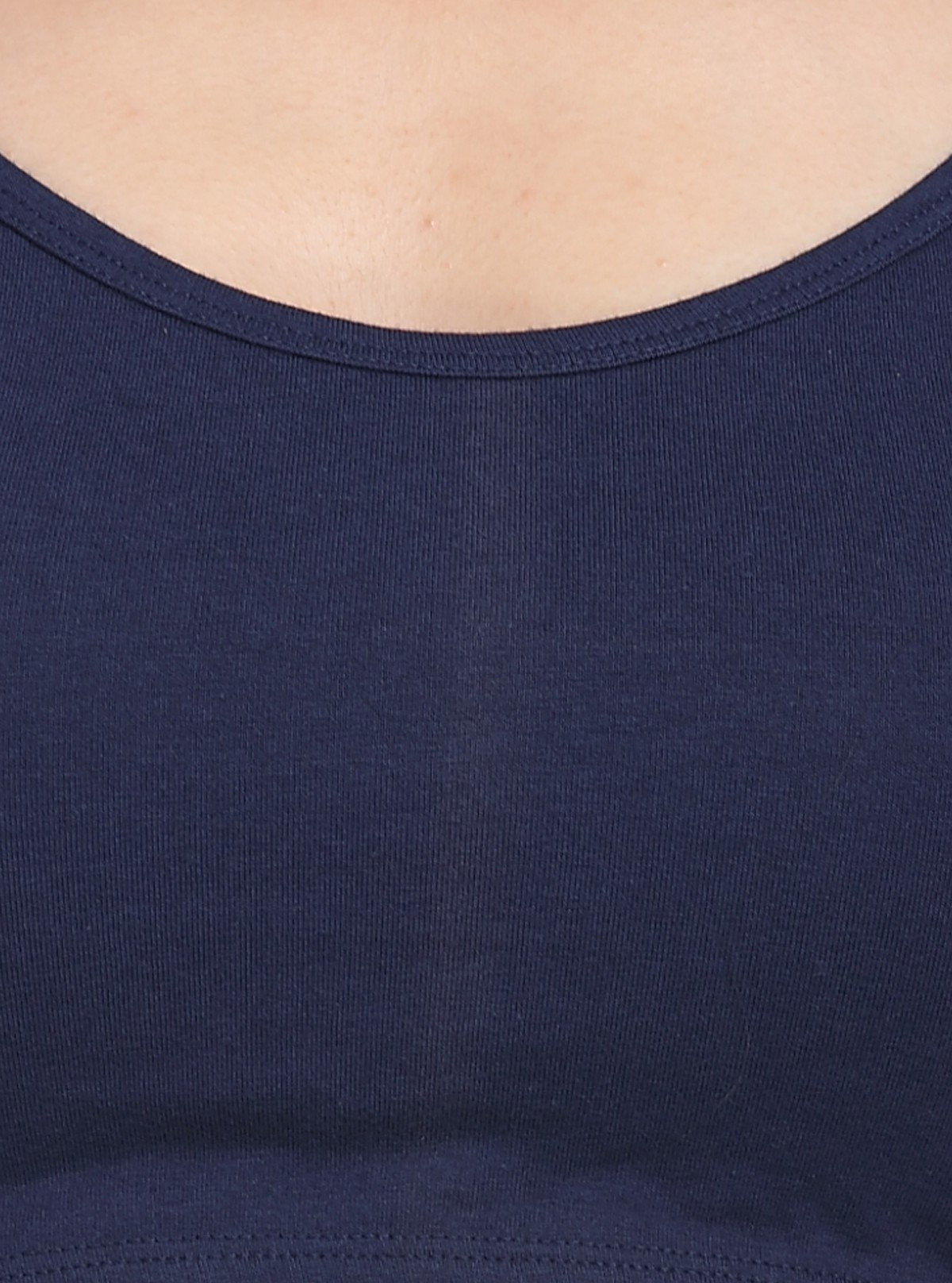 Women’s Navy Sports Bra with Straps – Stretch Cotton Jersey Active Fit - Boer and Fitch