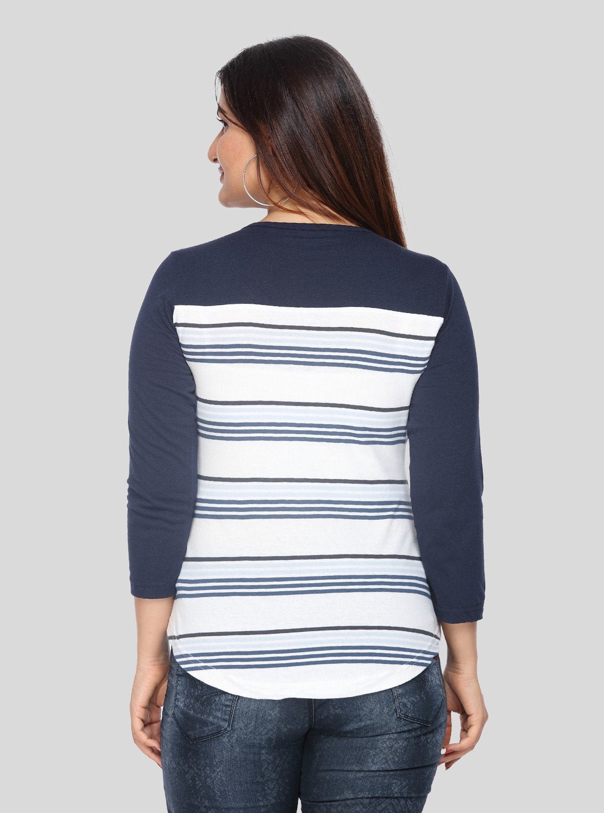 Women's Navy Stripe T-Shirt – Classic Comfort with a Modern Fit - Boer and Fitch
