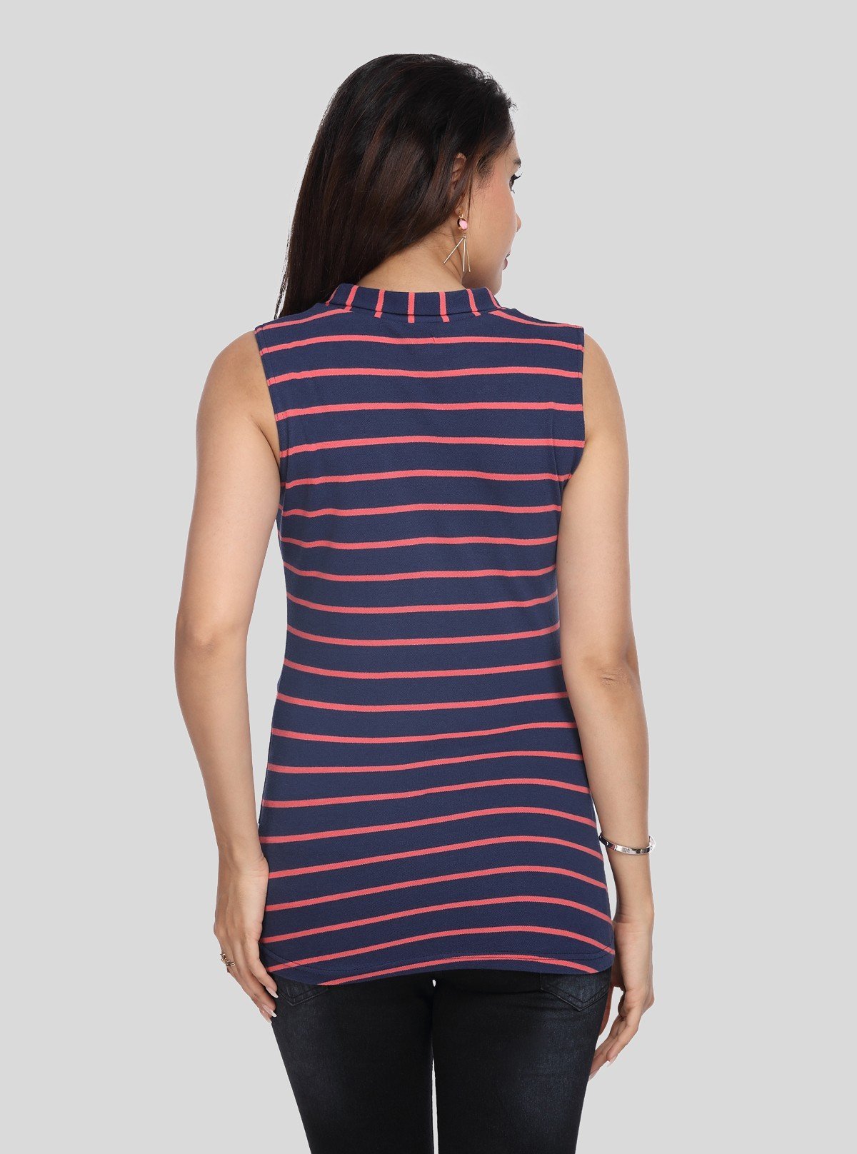 Women’s Navy Striped Sleeveless High Neck Top – Boer and Fitch - Boer and Fitch