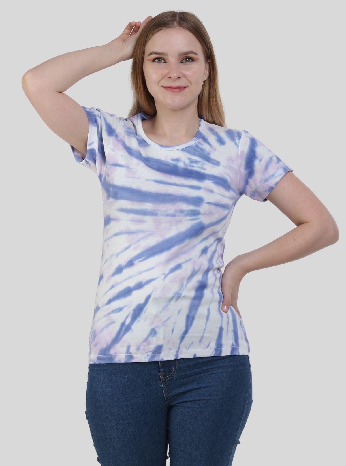 Women's Ocean Blue Tie and Dye Cotton Jersey Short Sleeve T-Shirt by Boer and Fitch - Boer and Fitch