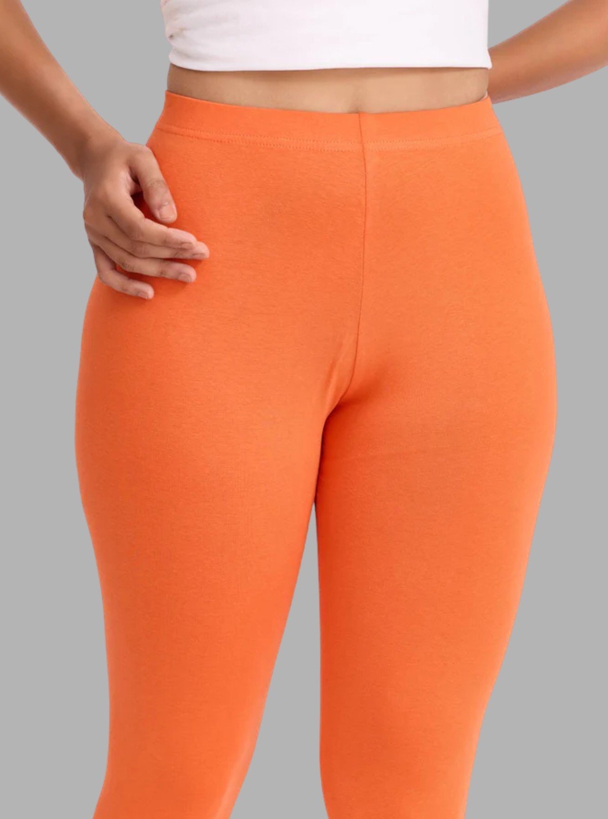 Women's Orange Ankle Legging – Soft Cotton Elastane Jersey by Boer & Fitch - Boer and Fitch