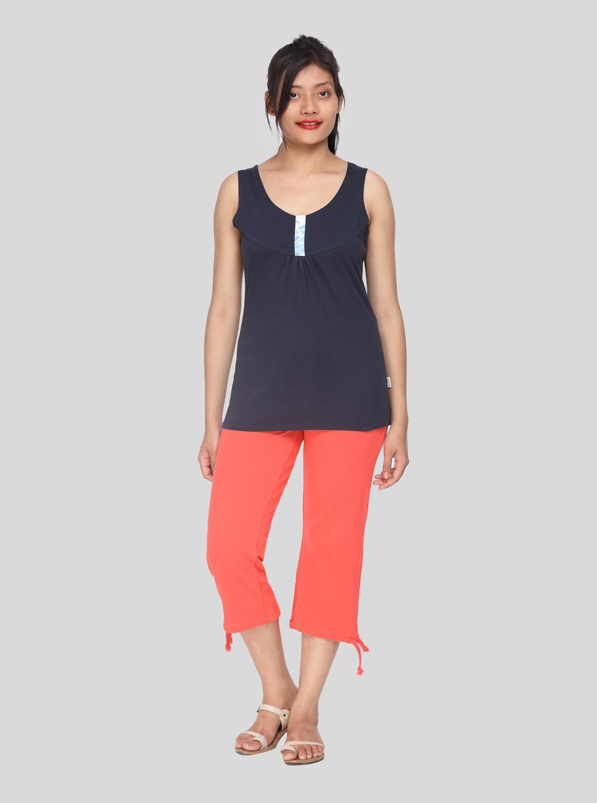 Women’s Orange Relaxed Fit Cotton Jersey Capri – Soft, Stylish & Breezy - Boer and Fitch