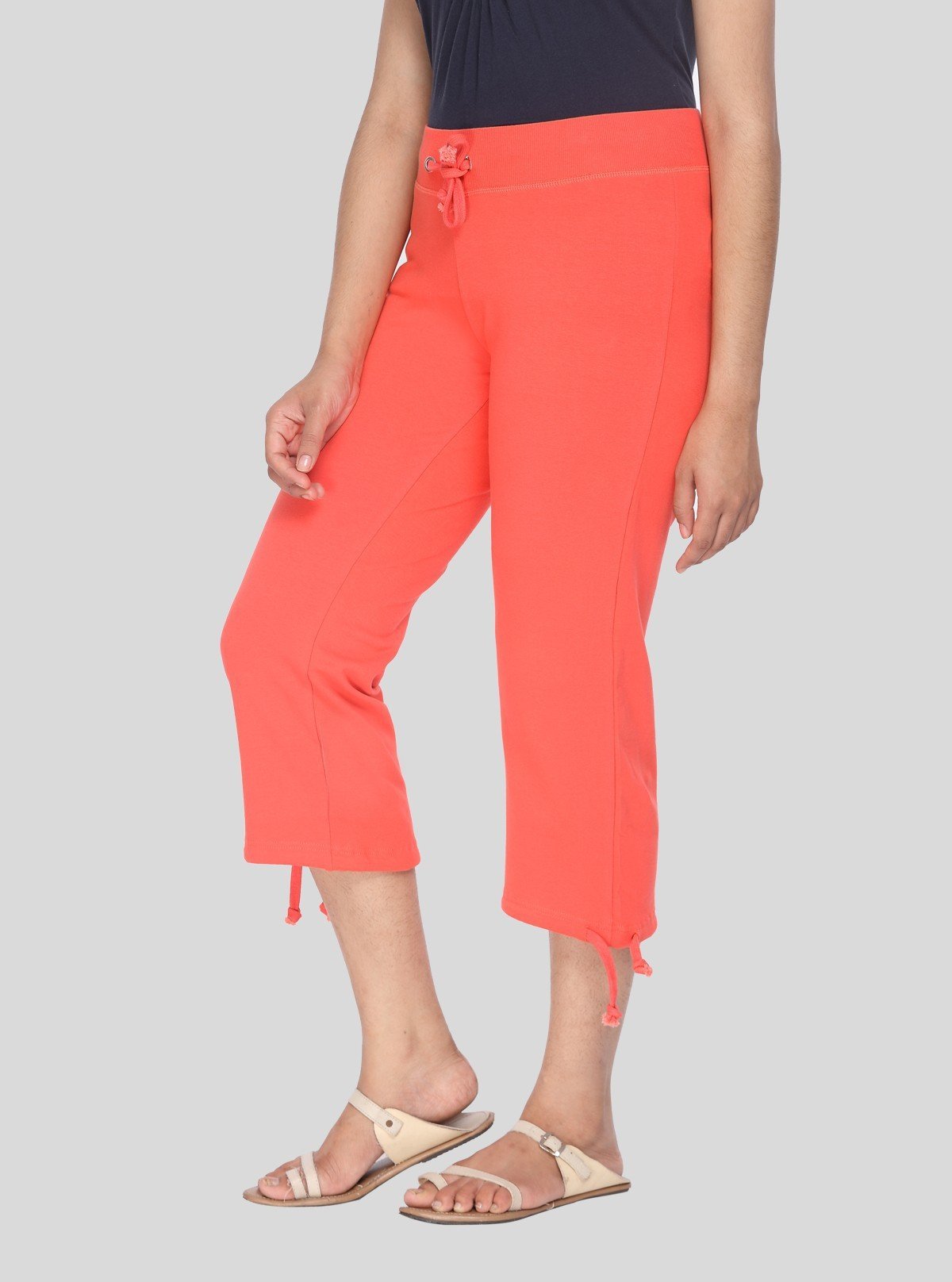 Women’s Orange Relaxed Fit Cotton Jersey Capri – Soft, Stylish & Breezy - Boer and Fitch