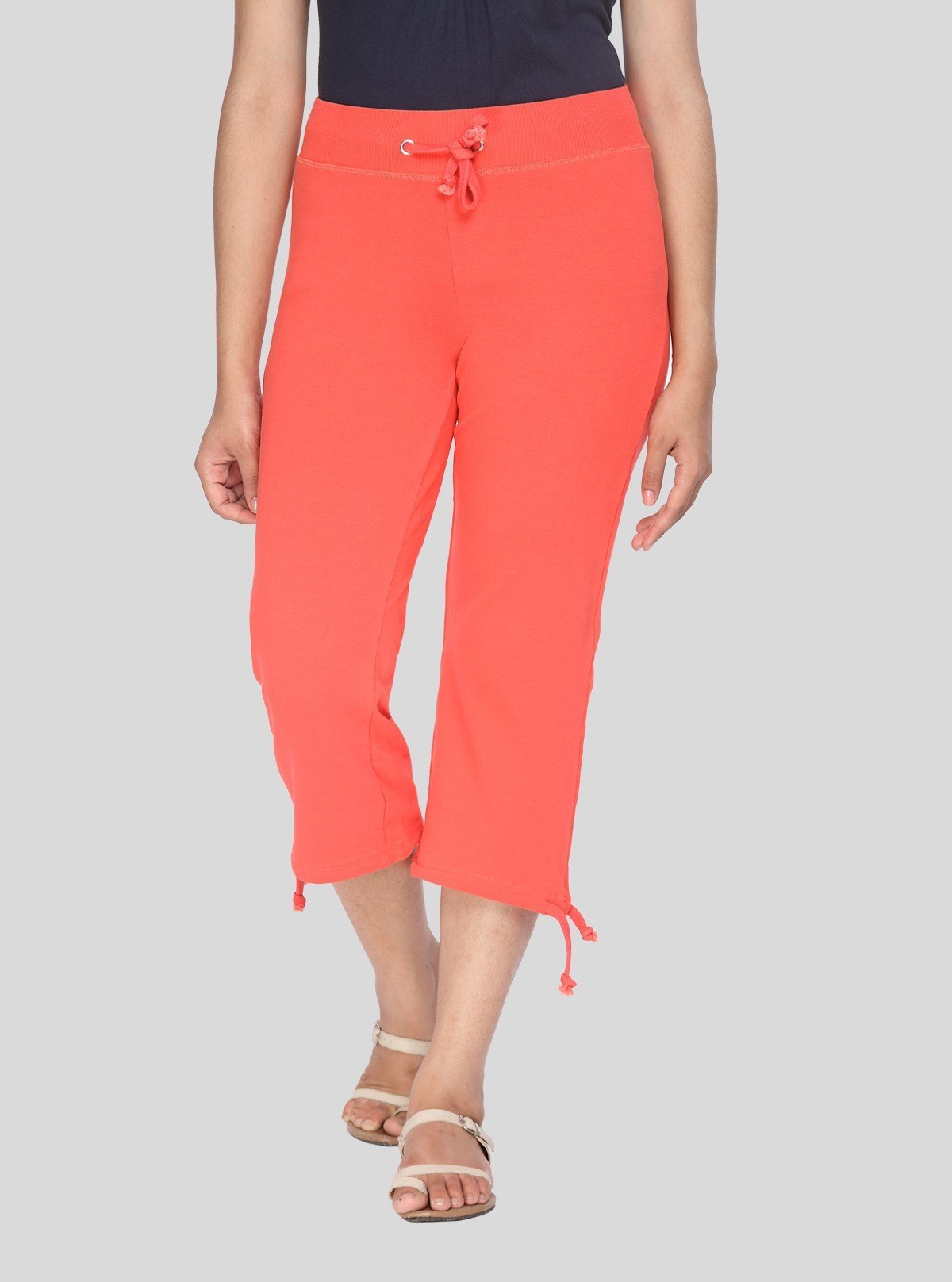 Women’s Orange Relaxed Fit Cotton Jersey Capri – Soft, Stylish & Breezy - Boer and Fitch