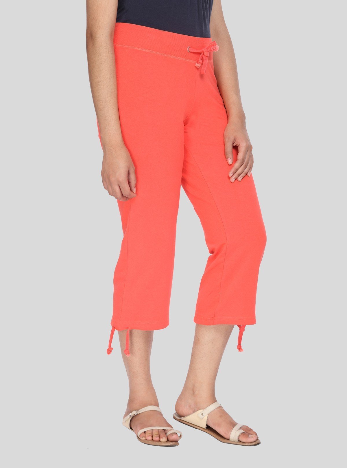 Women’s Orange Relaxed Fit Cotton Jersey Capri – Soft, Stylish & Breezy - Boer and Fitch