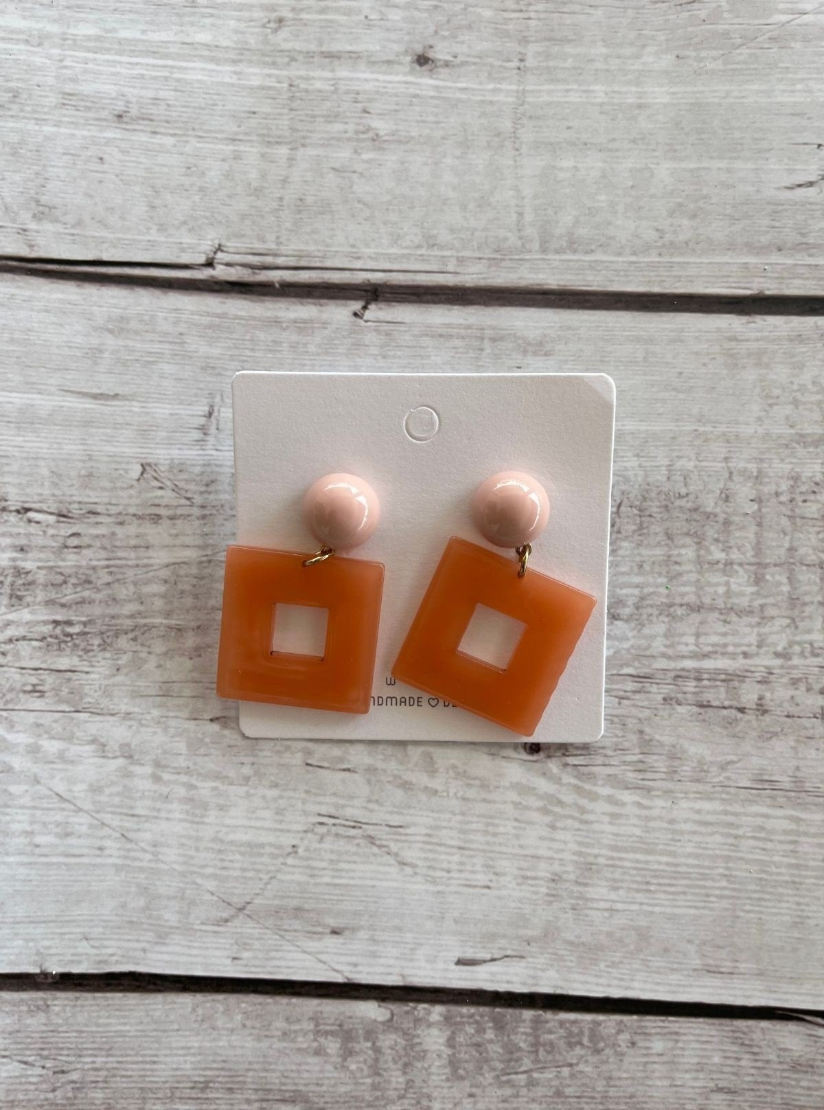 Women’s Orange Square Drop Earrings – Bold Geometric Fashion Jewelry - Boer and Fitch
