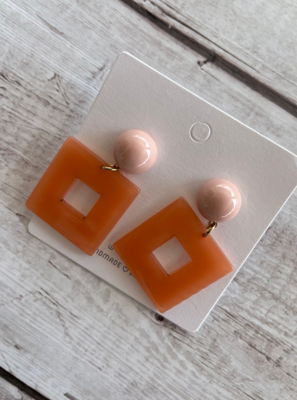 Women’s Orange Square Drop Earrings – Bold Geometric Fashion Jewelry - Boer and Fitch