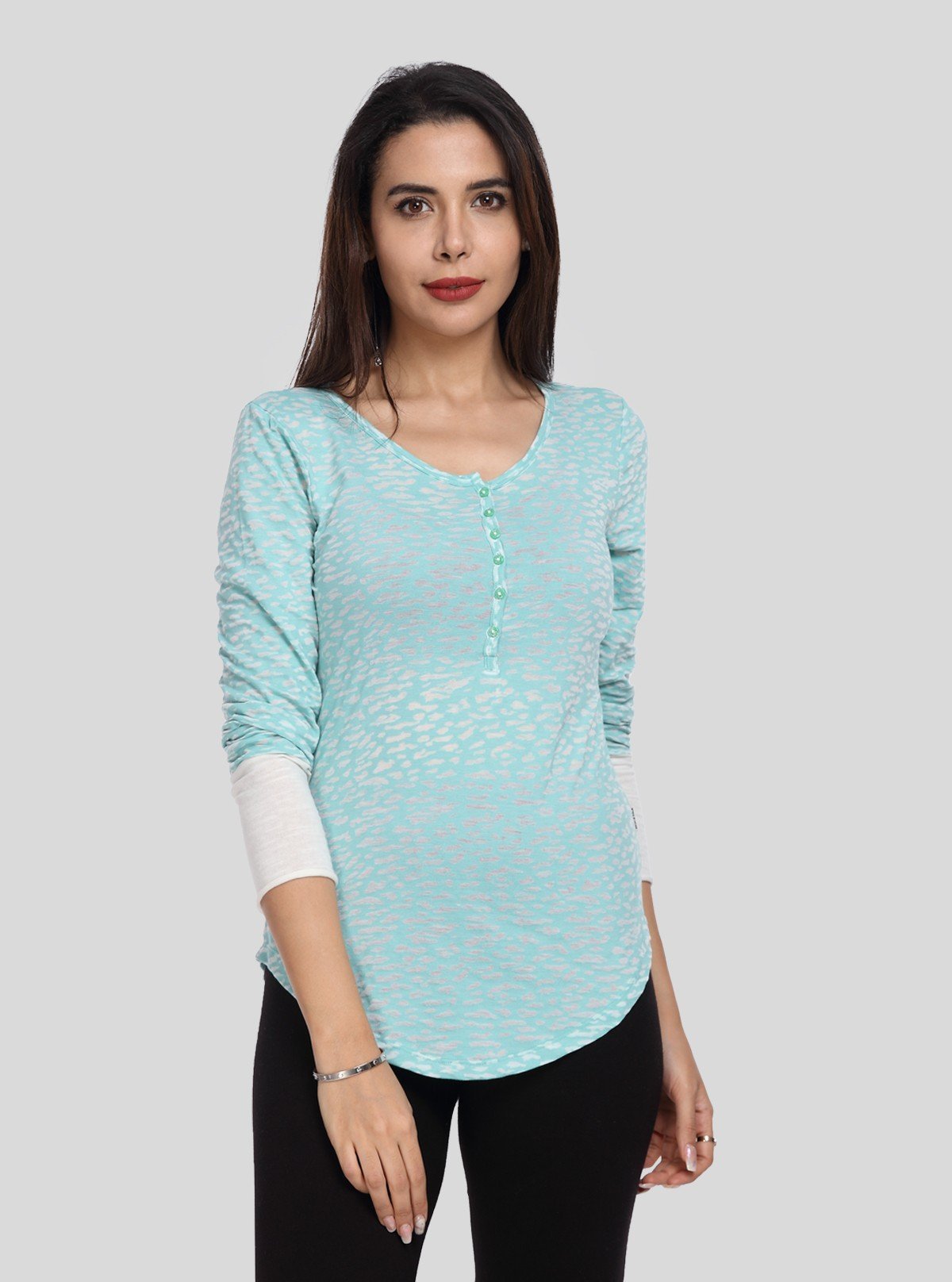 Women's Pastel Green Burned Buttoned Top – Soft, Stylish & Versatile - Boer and Fitch
