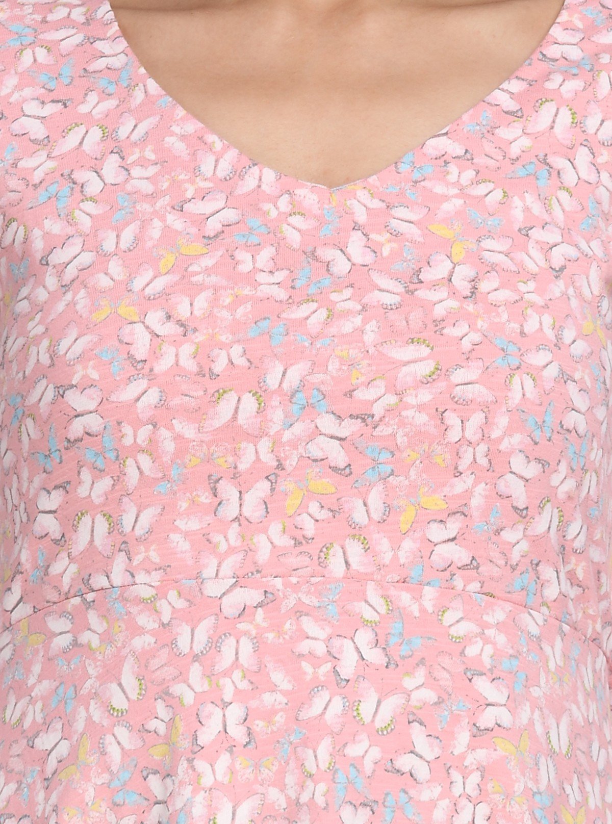 Women's Pastel Pink Floral Printed Dress in 100% Cotton Fabric - Boer and Fitch