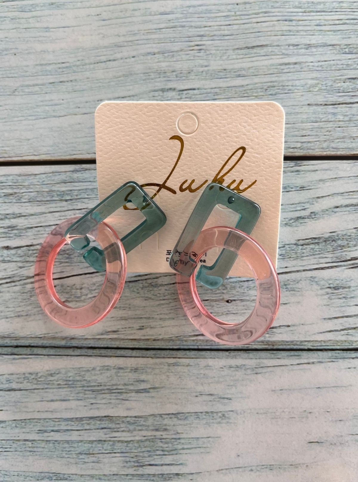 Women’s Pink Acrylic Resin Hook Earrings – Trendy Lightweight Statement - Boer and Fitch