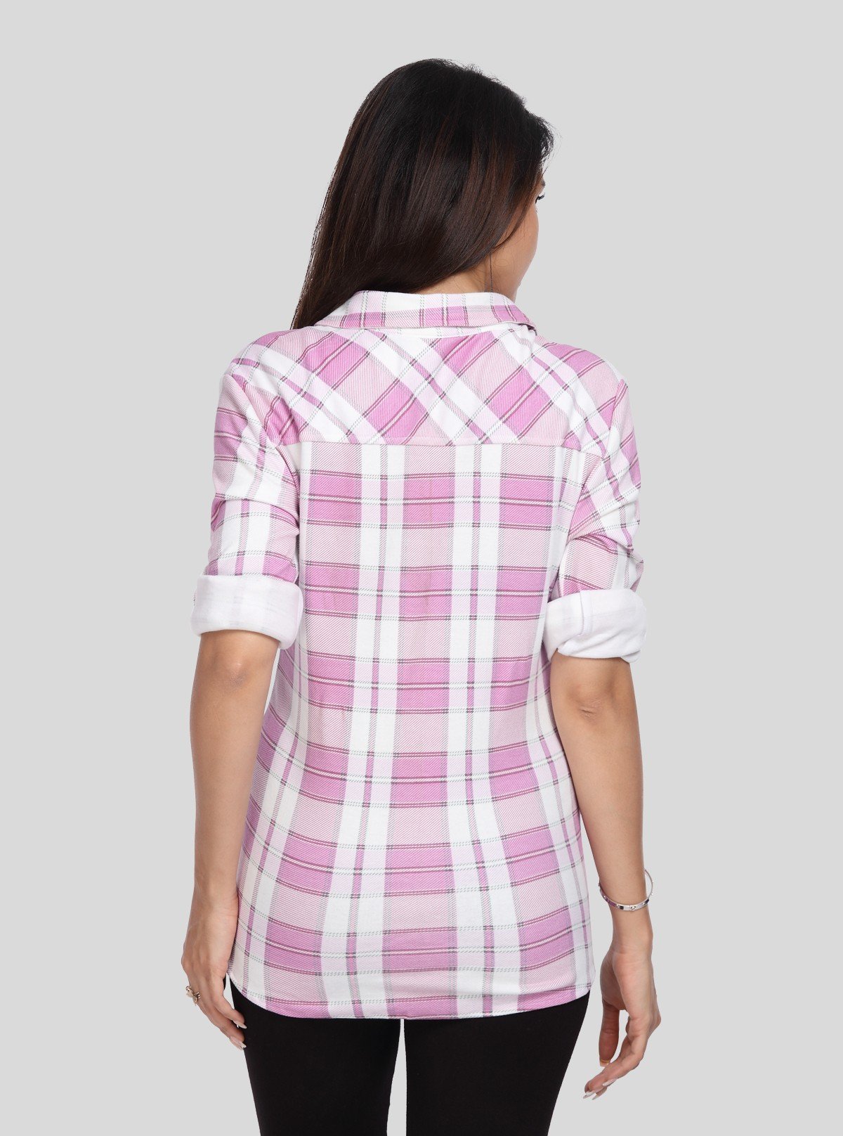 Women's Pink Checkered Cotton Long Sleeve Shirt – Boer and Fitch - Boer and Fitch