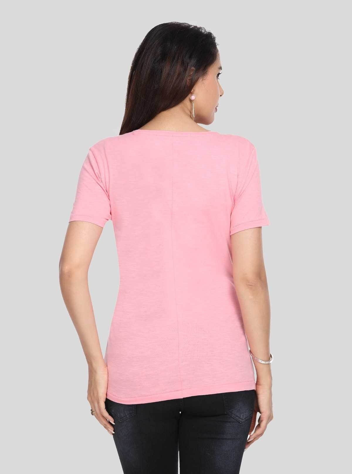 Women's Pink Crew Neck Paradise Print Cotton Jersey Short Sleeve T-Shirt by Boer and Fitch - Boer and Fitch