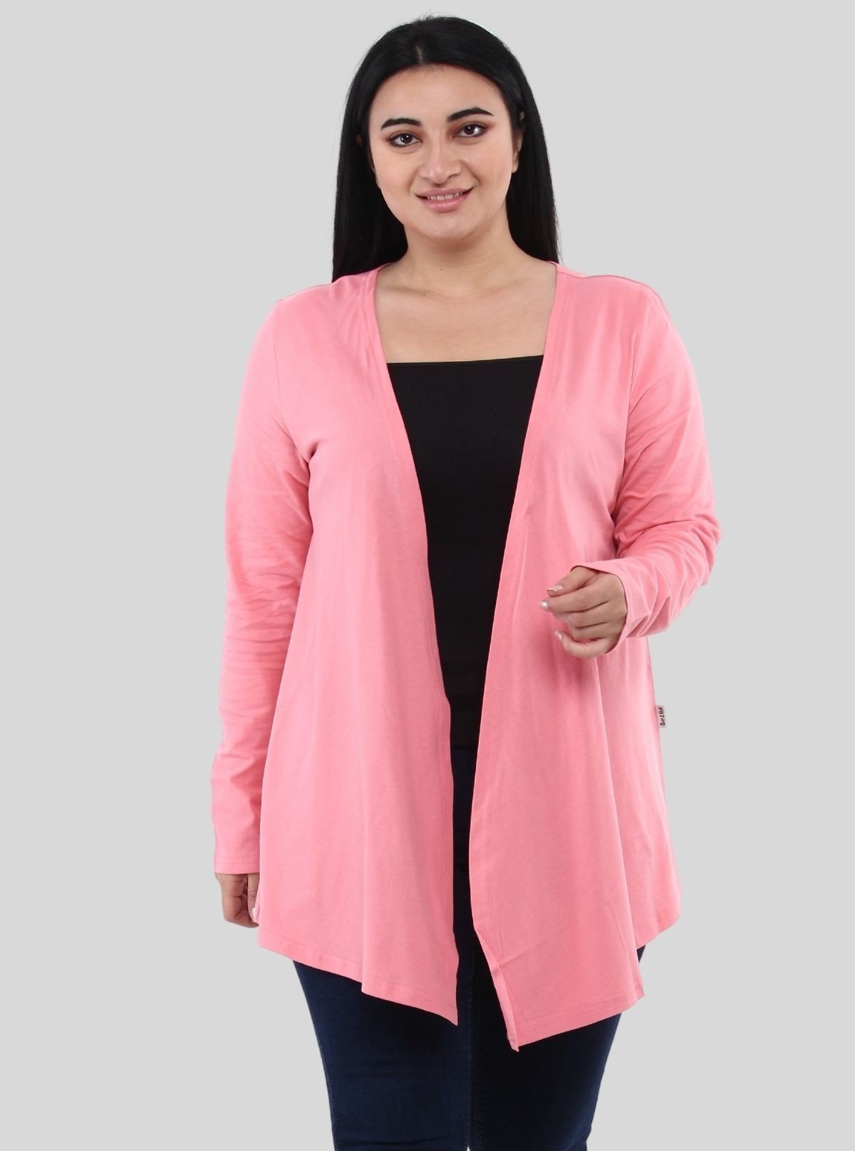 Women's Pink Flowing Shrug in 100% Cotton Feather Touch Fabric - Boer and Fitch