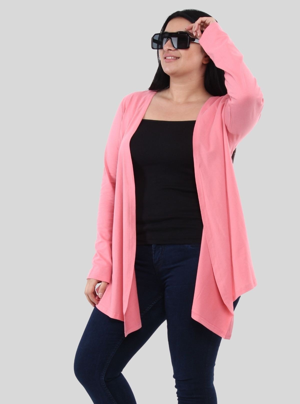 Women's Pink Flowing Shrug in 100% Cotton Feather Touch Fabric - Boer and Fitch