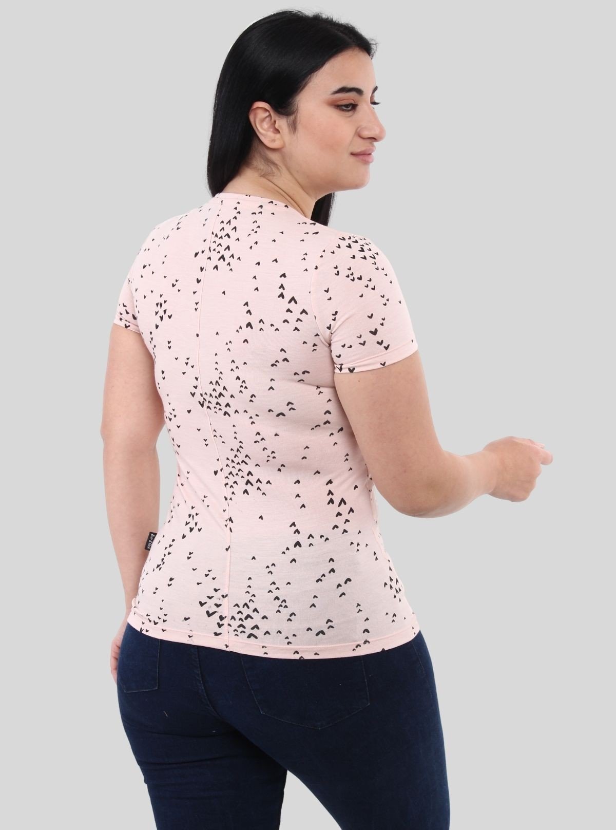 Women's Pink Heart Print T-Shirt – Cute Short Sleeve Tee by Boer and Fitch - Boer and Fitch