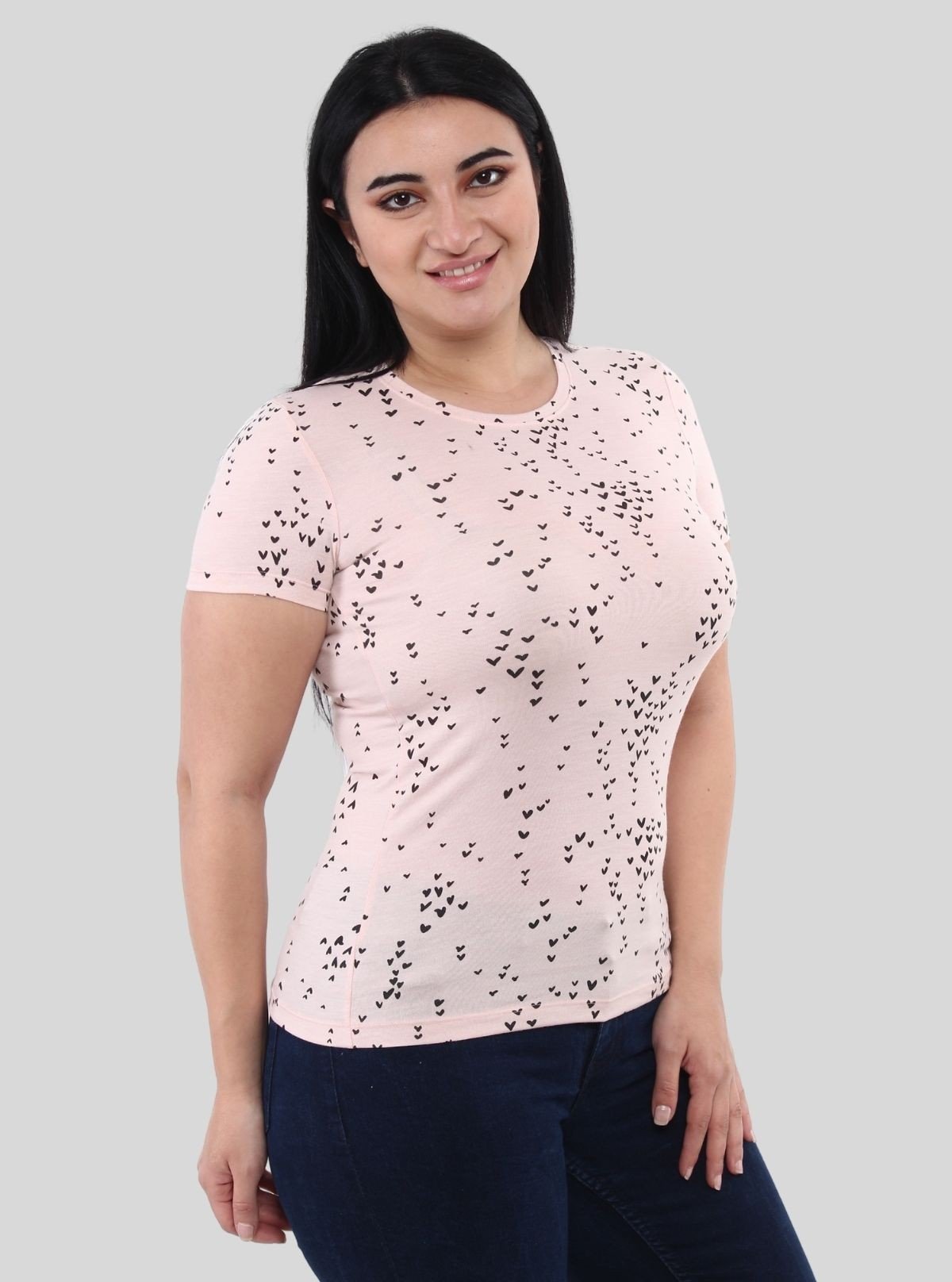 Women's Pink Heart Print T-Shirt – Cute Short Sleeve Tee by Boer and Fitch - Boer and Fitch