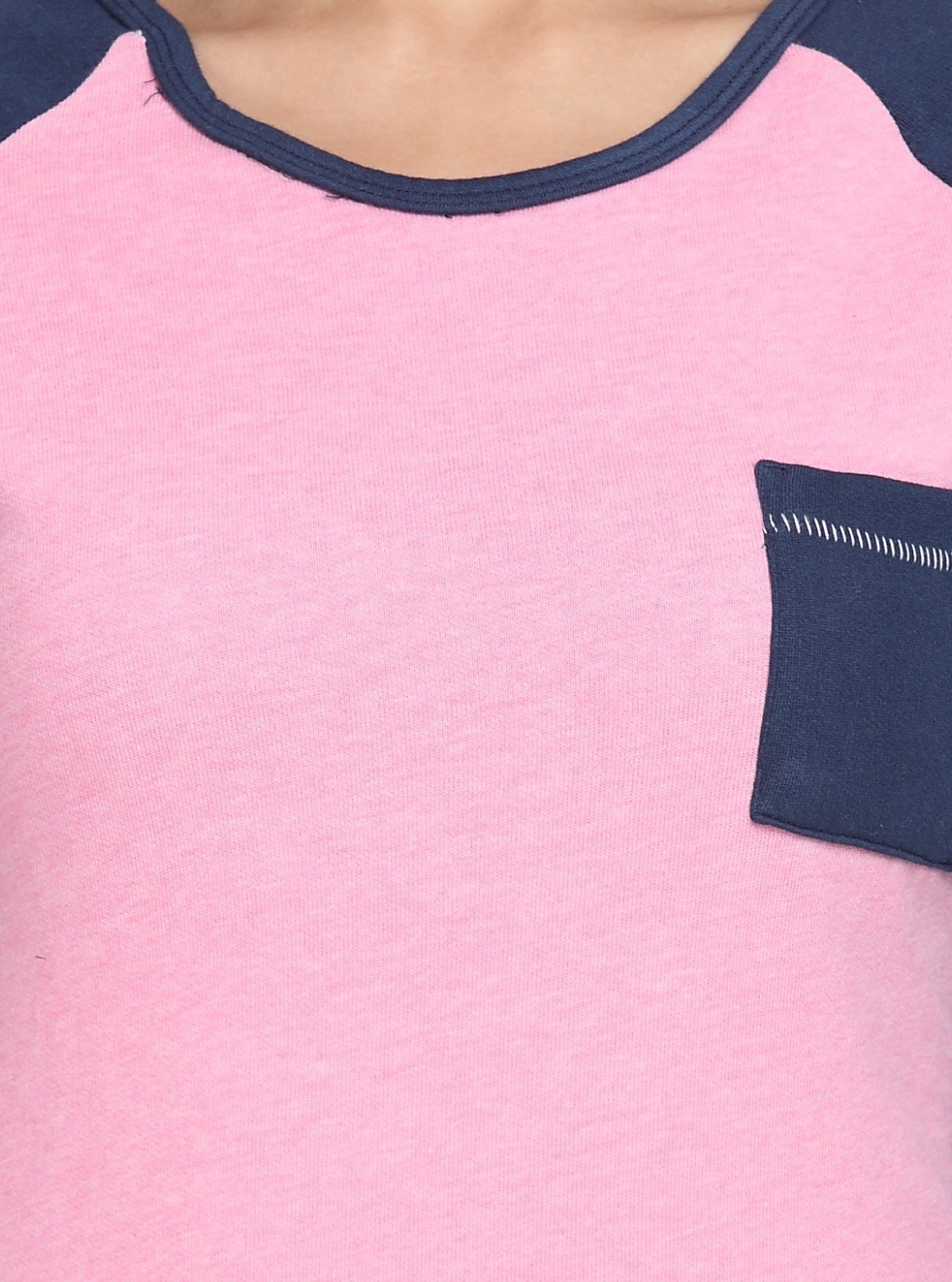 Women’s Pink Raglan Pullover with Front Pocket in Cotton Fleece - Boer and Fitch