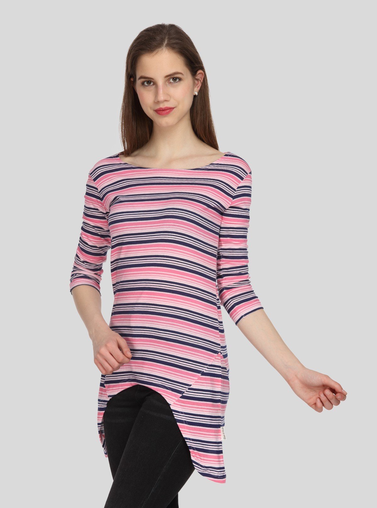 Women's Pink Striped Long Top – Soft, Stylish & Feminine by Boer & Fitch - Boer and Fitch