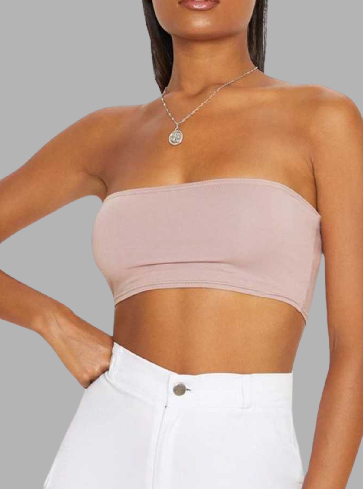 Women’s Pink Tube Bra in Cotton Elastane – Seamless, Soft & Stretchable - Boer and Fitch