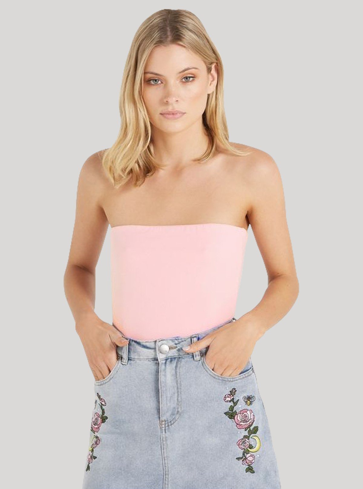 Women’s Pink Tube Top in Cotton Elastane – Soft, Stretchable & Chic - Boer and Fitch