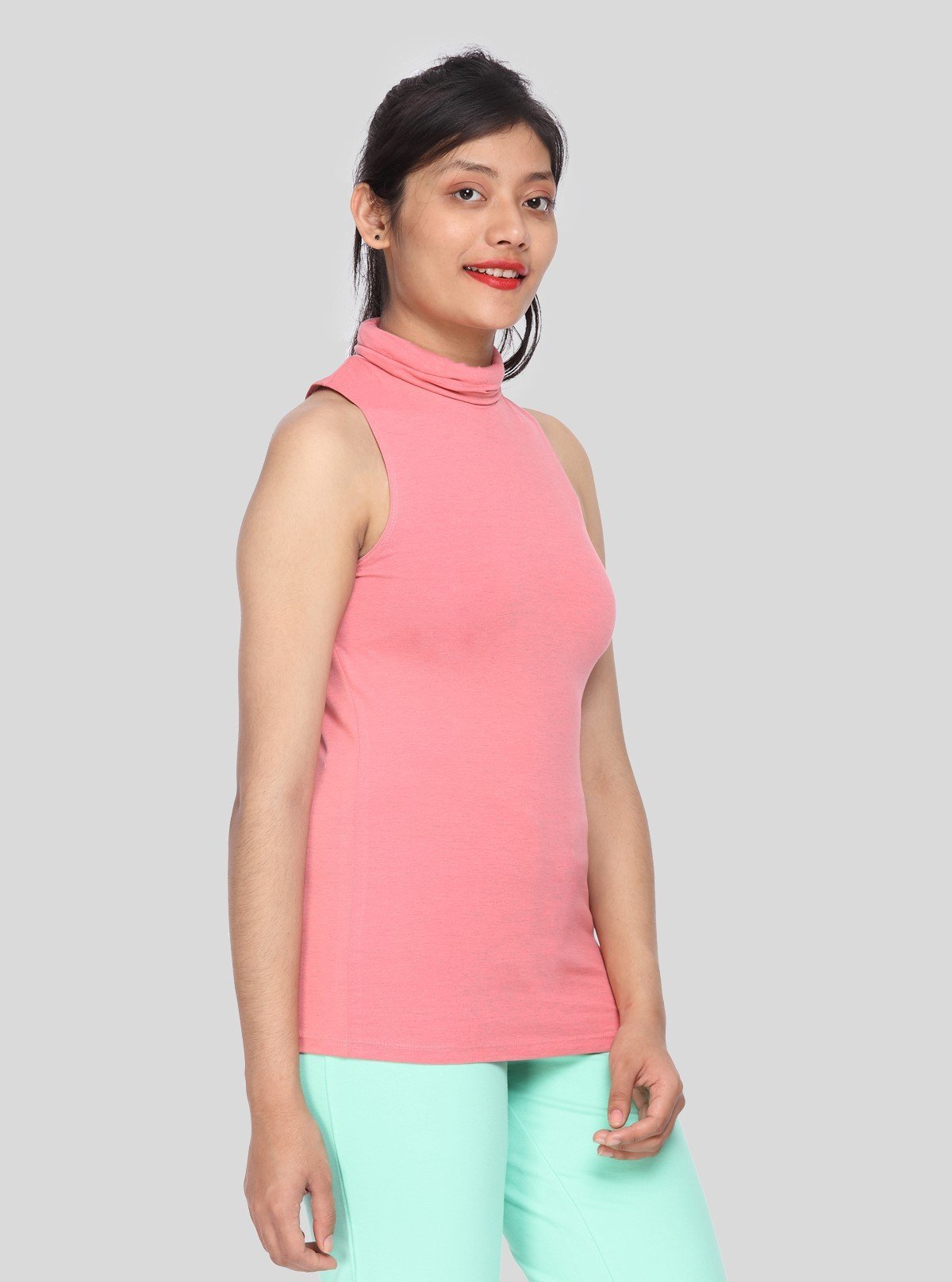 Women’s Pink Turtle Neck Sleeveless Top – Boer and Fitch - Boer and Fitch
