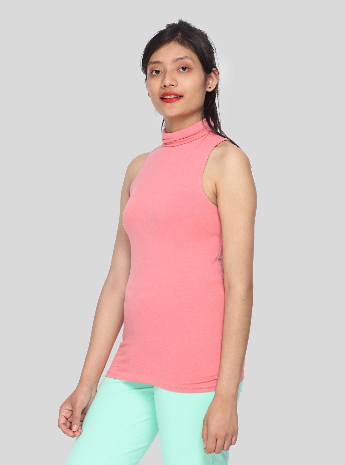 Women’s Pink Turtle Neck Sleeveless Top – Boer and Fitch - Boer and Fitch