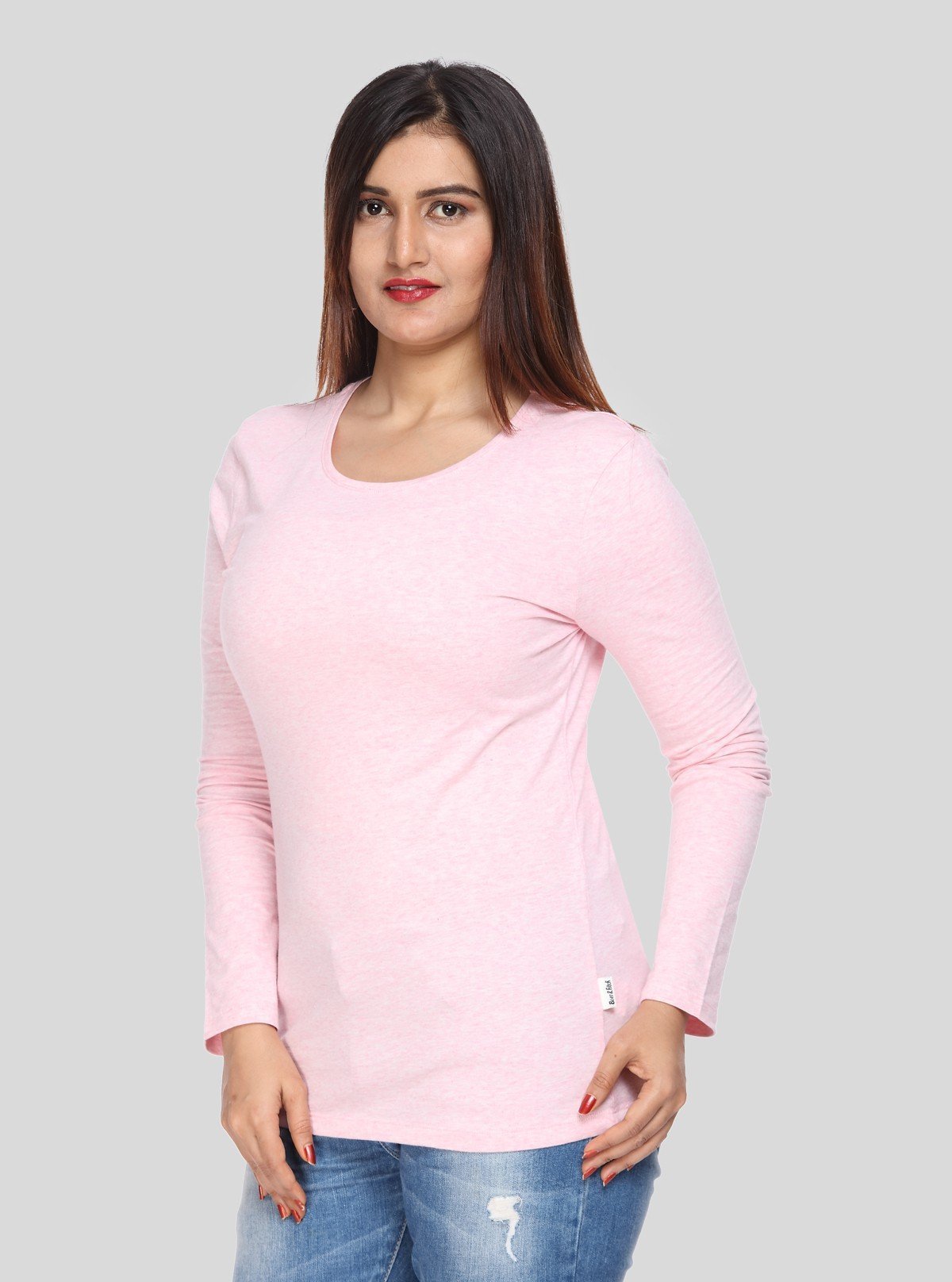 Women's Plain Baby Pink Top – Soft Cotton Casual Essential by Boer & Fitch - Boer and Fitch