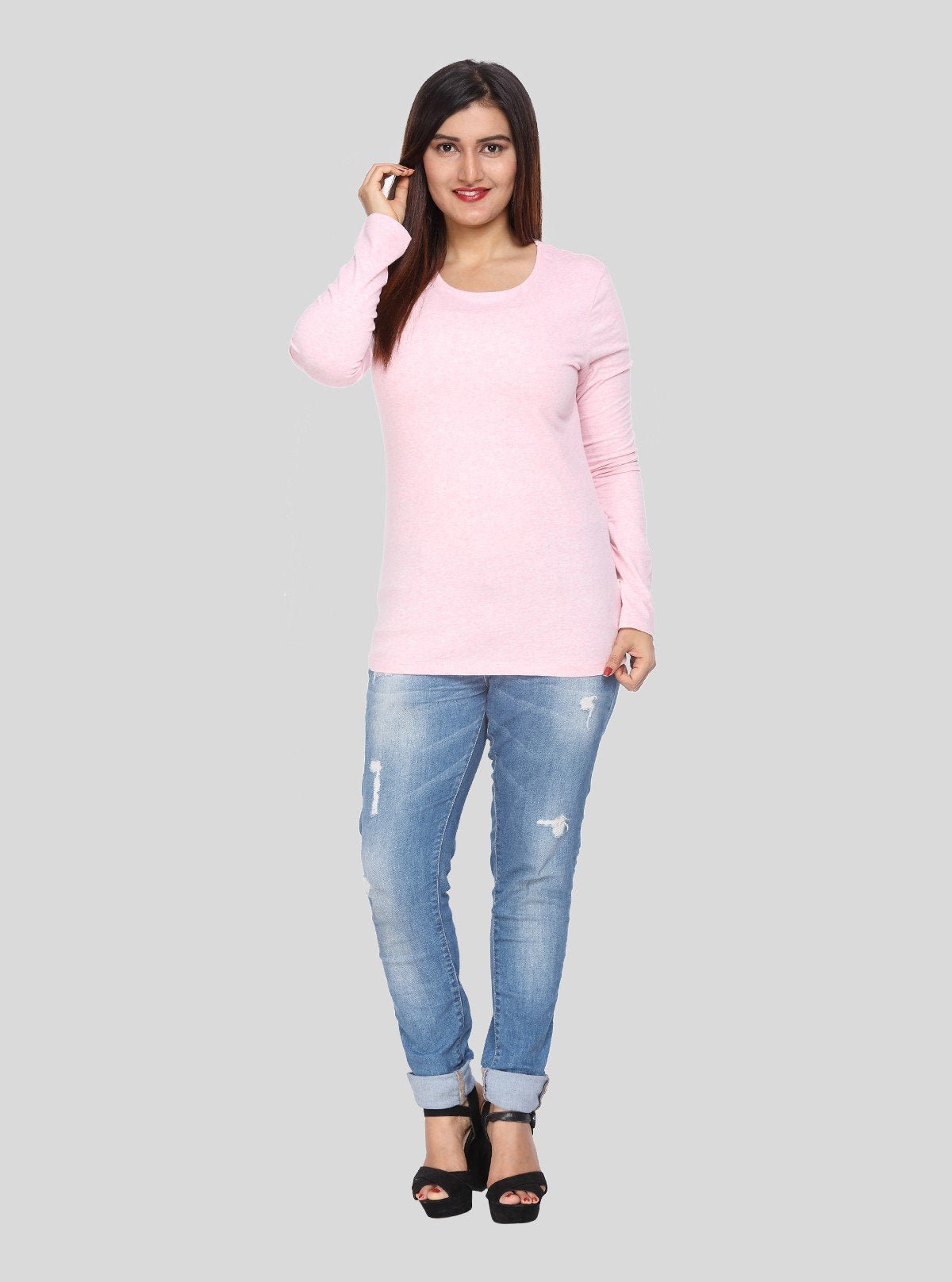 Women's Plain Baby Pink Top – Soft Cotton Casual Essential by Boer & Fitch - Boer and Fitch