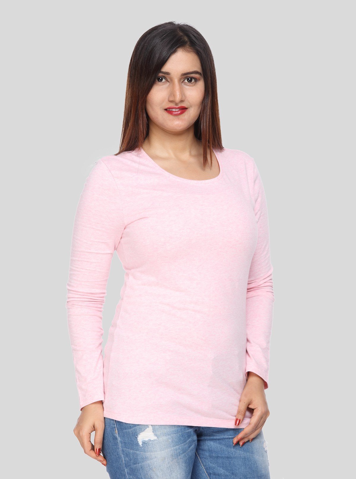 Women's Plain Baby Pink Top – Soft Cotton Casual Essential by Boer & Fitch - Boer and Fitch