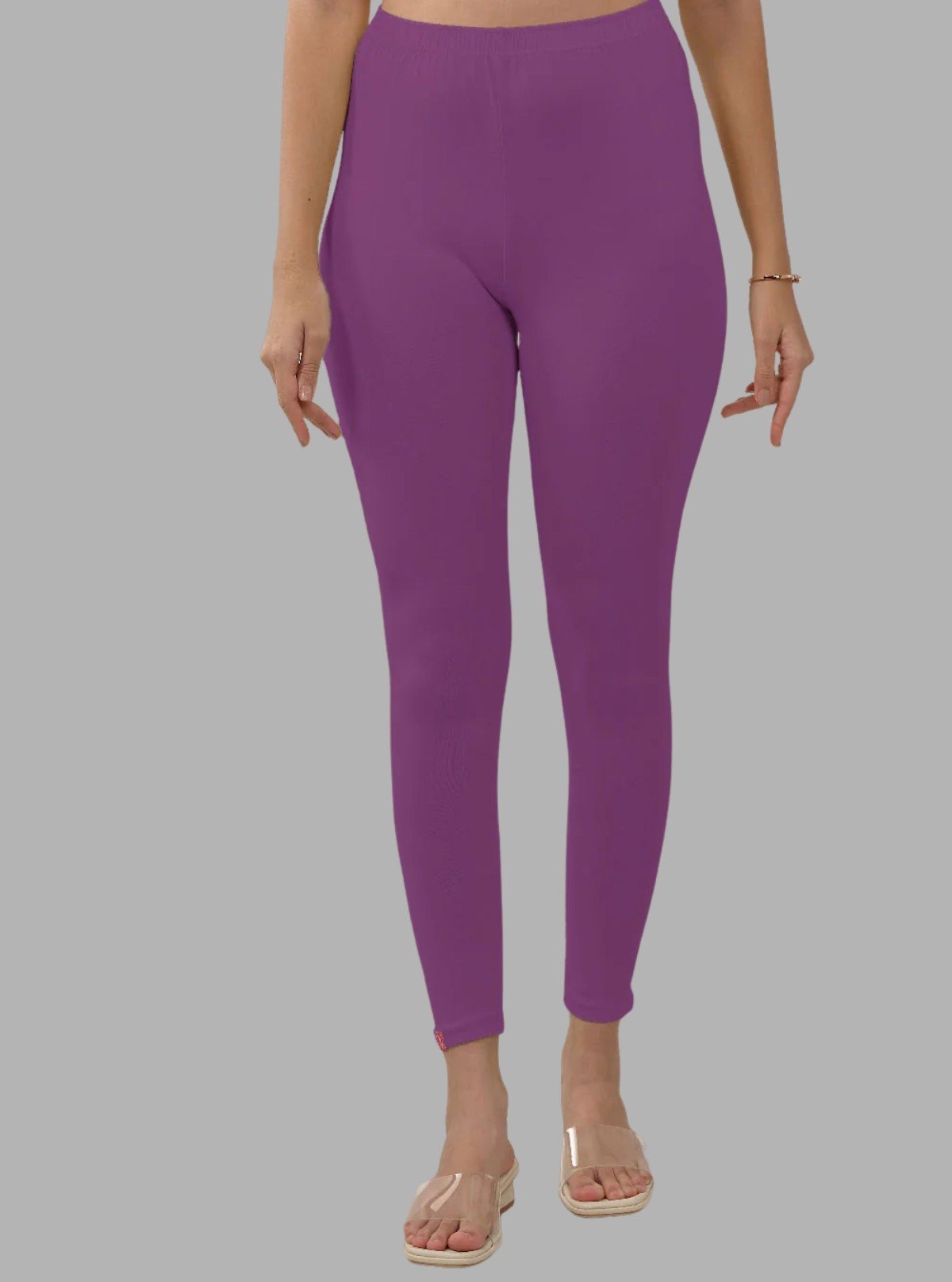 Women's Purple Ankle Legging – Cotton Elastane Feather - Touch Jersey by Boer & Fitch - Boer and Fitch