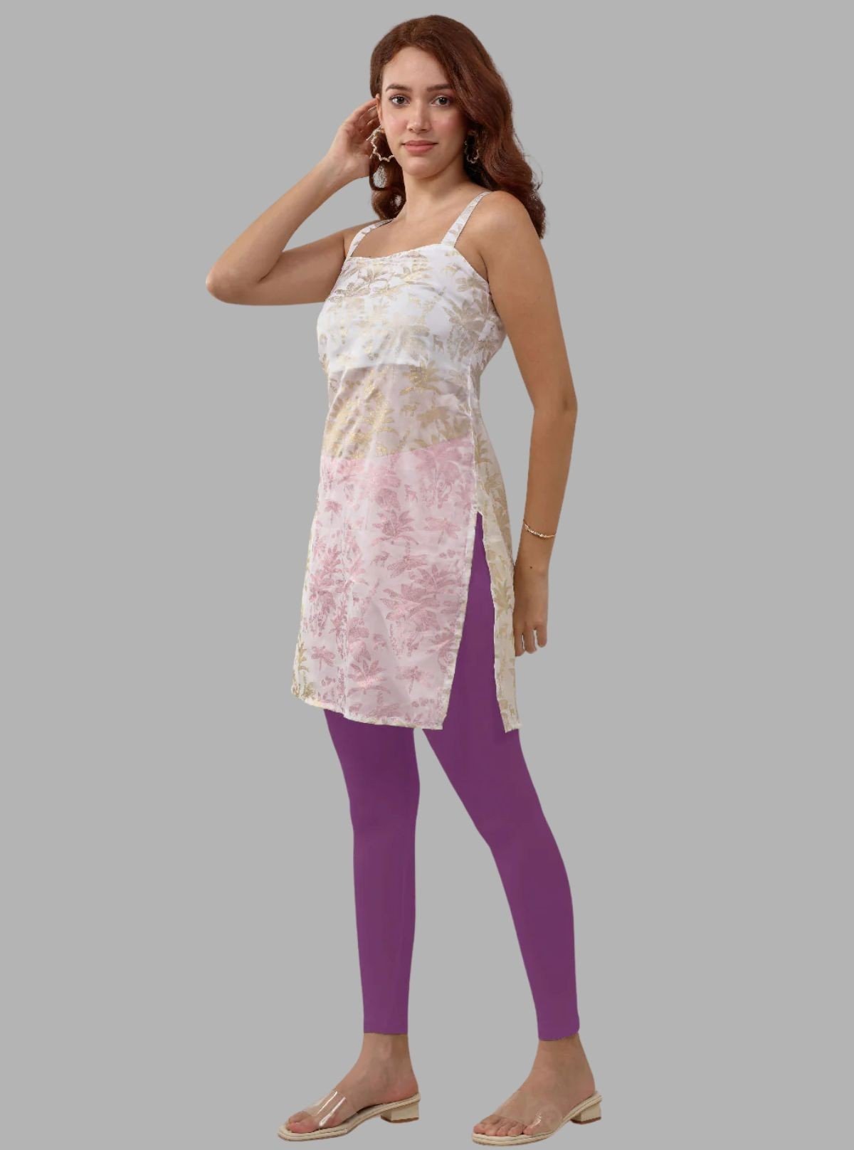 Women's Purple Ankle Legging – Cotton Elastane Feather - Touch Jersey by Boer & Fitch - Boer and Fitch