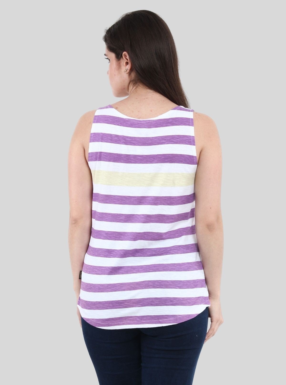 Women’s Purple Striped Sleeveless Top – Stylish Cotton Jersey by Boer and Fitch - Boer and Fitch