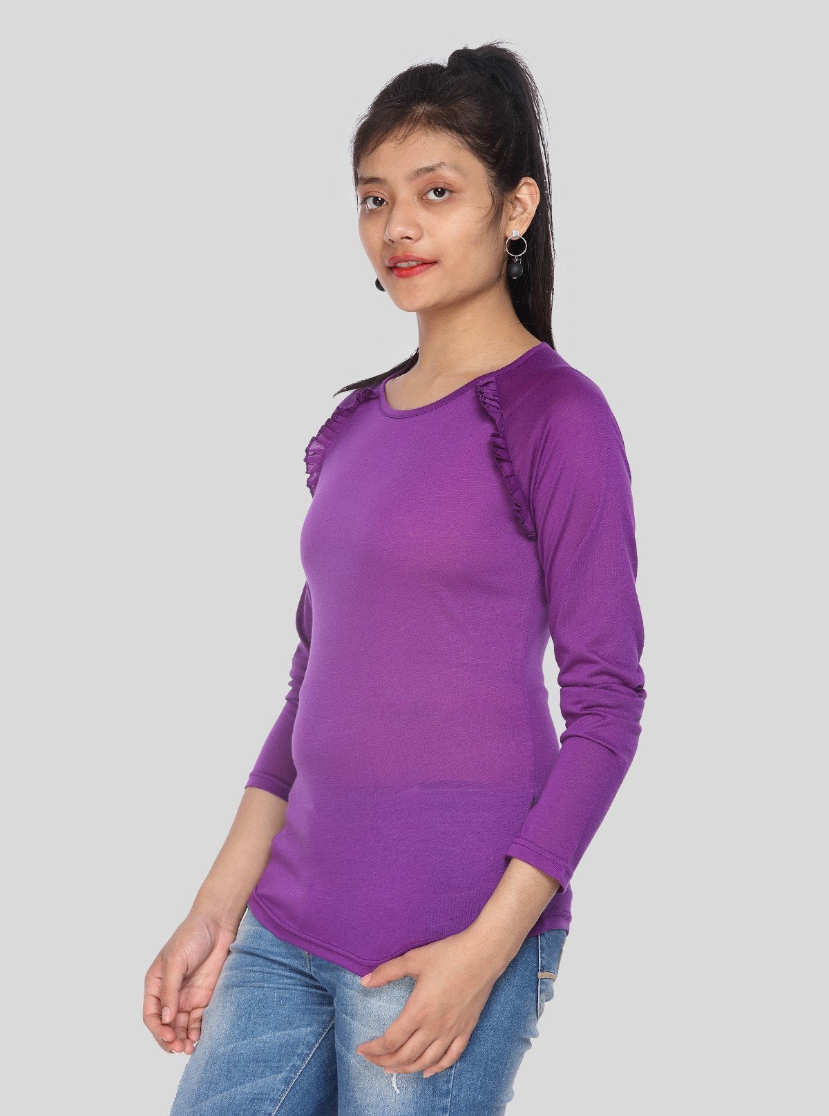 Women's Purple Viscose Knit Long Sleeve Top – Elegant & Soft | Boer & Fitch - Boer and Fitch